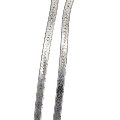 Signed Italy Sterling Silver Herringbone Chain Necklace. Signed Italy Sterling Silver 4mm 