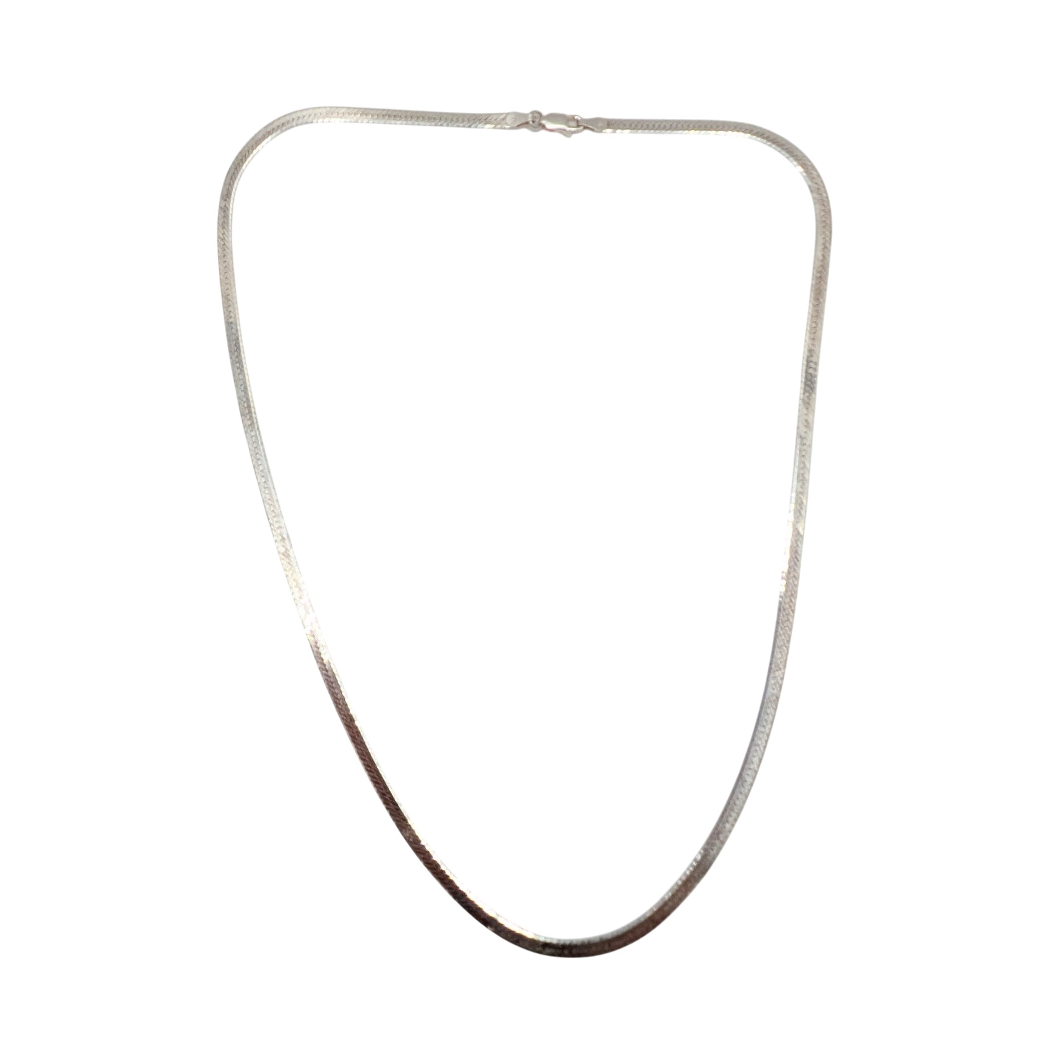 Signed Italy Sterling Silver Herringbone Chain Necklace
