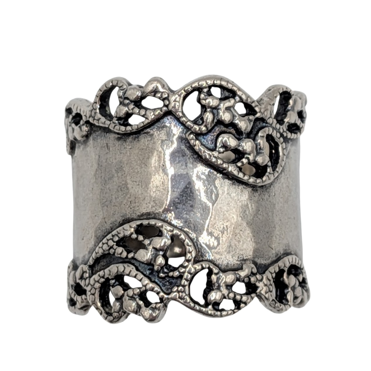 Signed Israel Sterling Silver Scroll Statement Ring Size 6.75