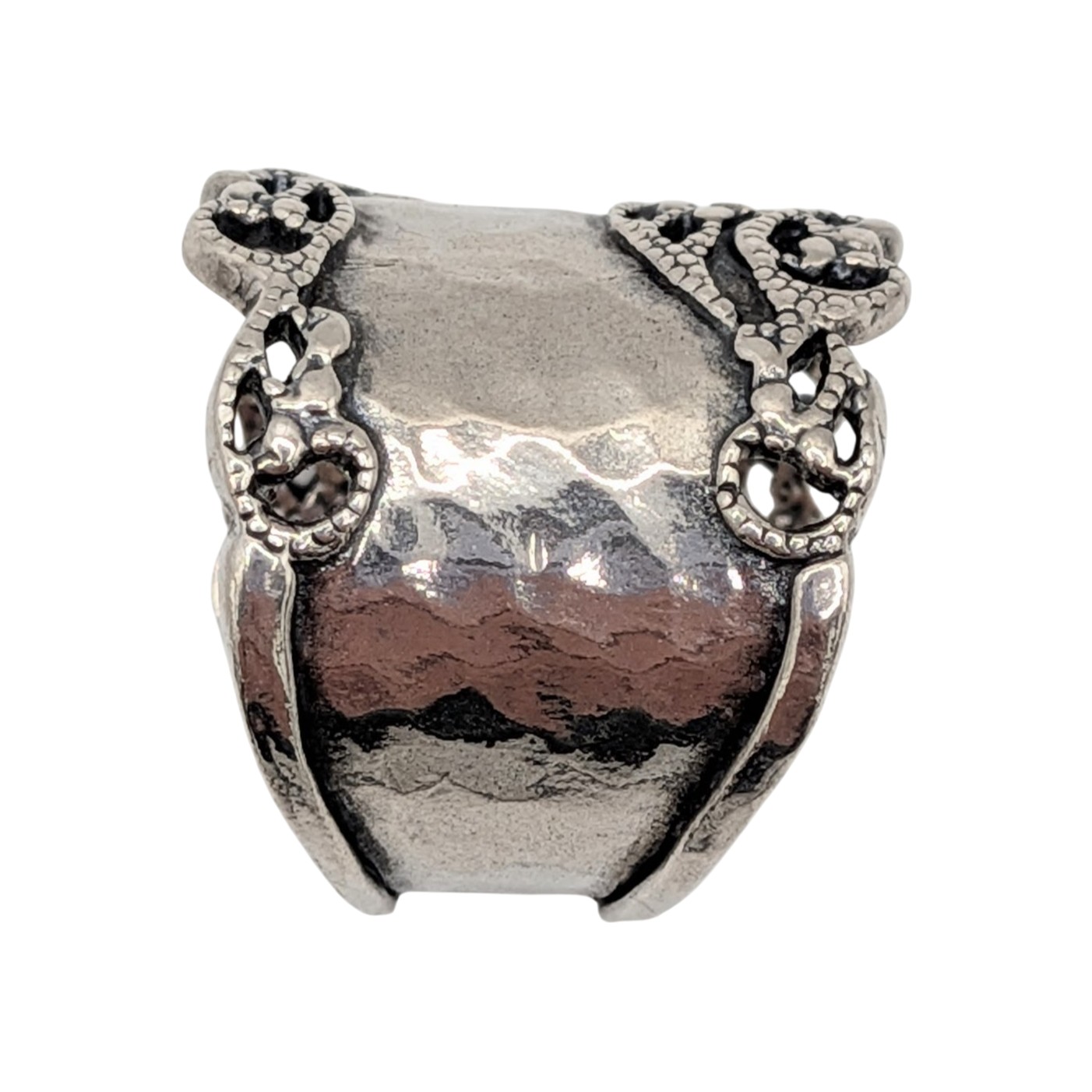 Signed Israel Sterling Silver Scroll Statement Ring Size 6.75