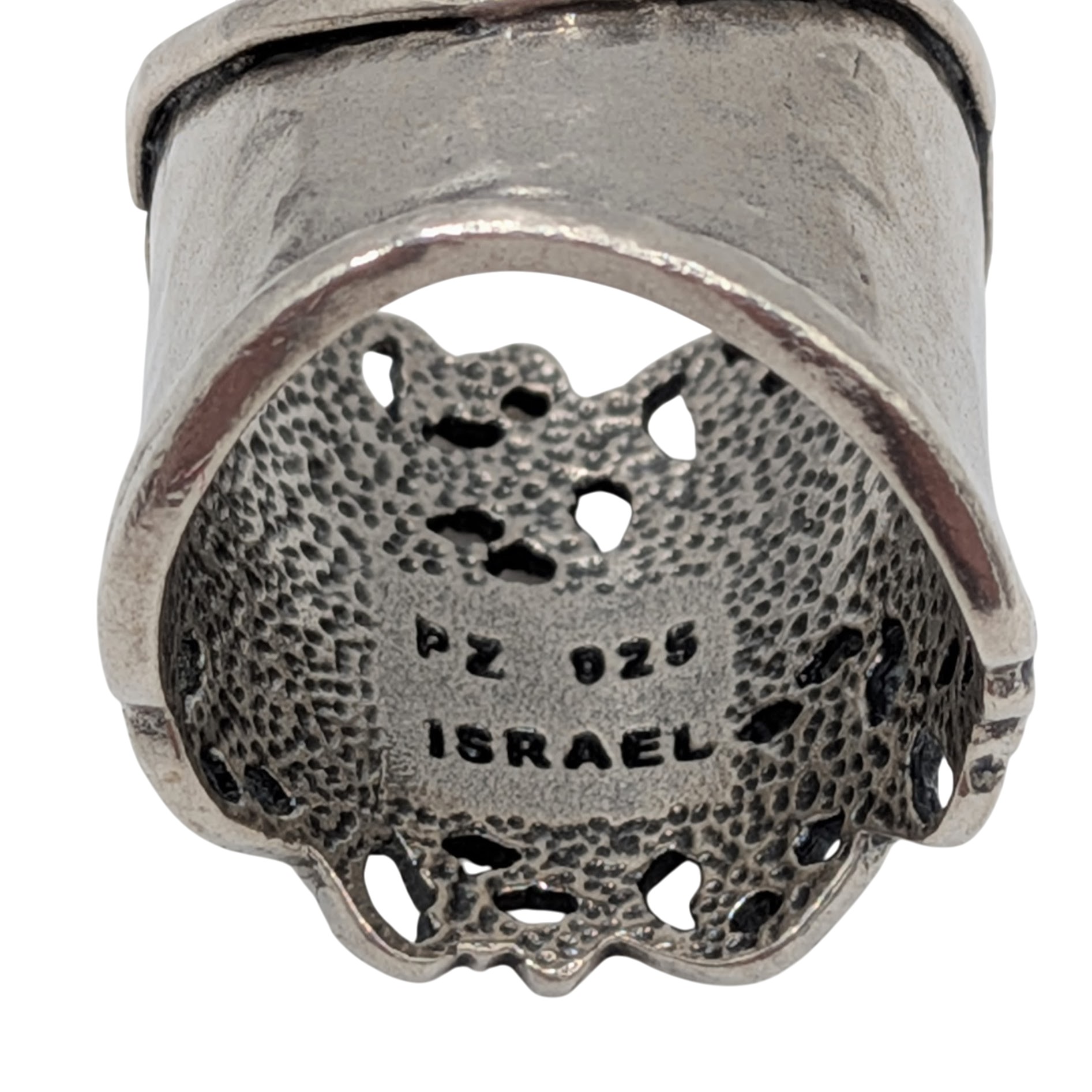 Signed Israel Sterling Silver Scroll Statement Ring Size 6.75
