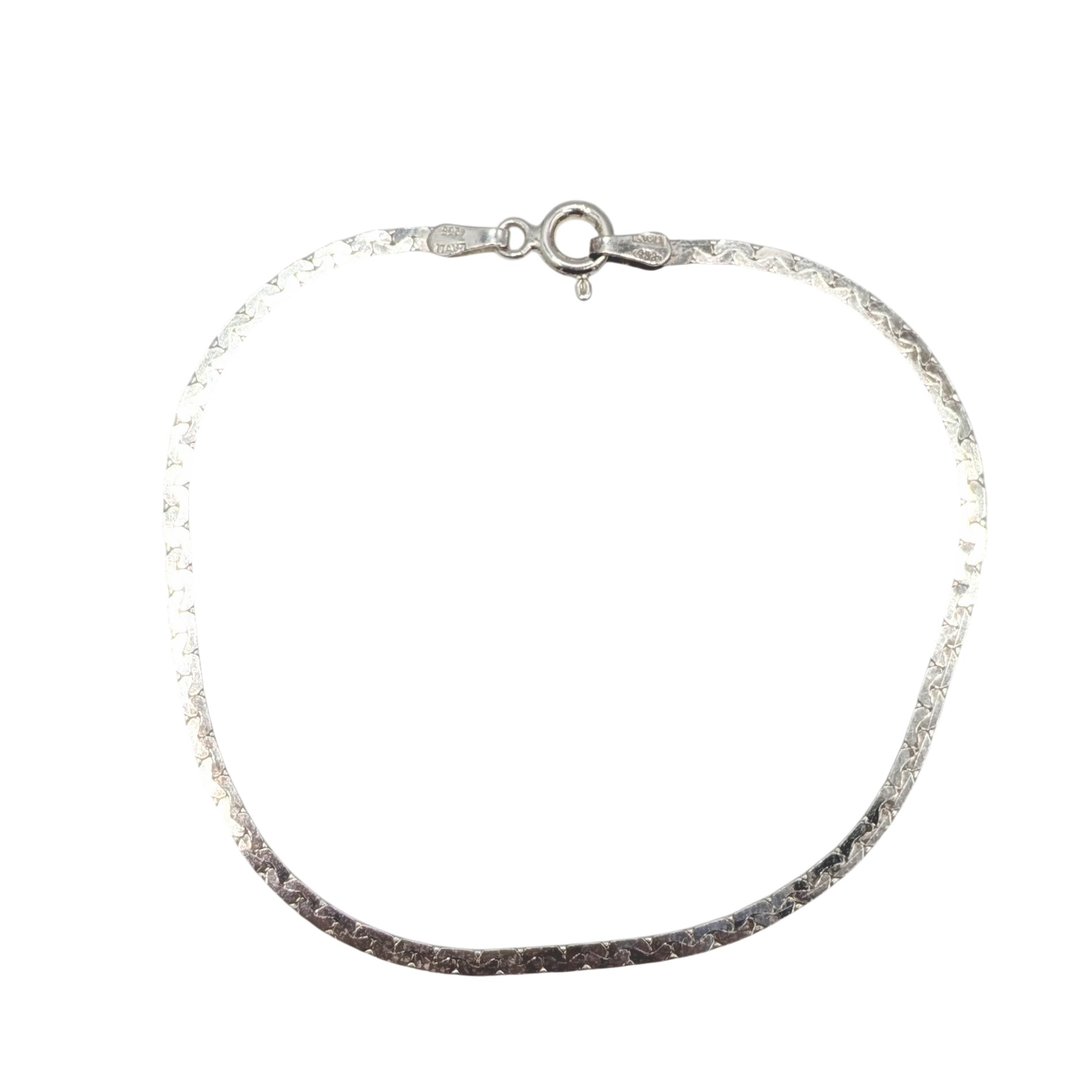 Signed Italian Sterling Silver C Bar Chain Bracelet