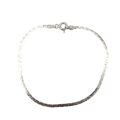 Signed Italian Sterling Silver C Bar Chain Bracelet. Signed Italy Sterling Silver 2mm Flattened 