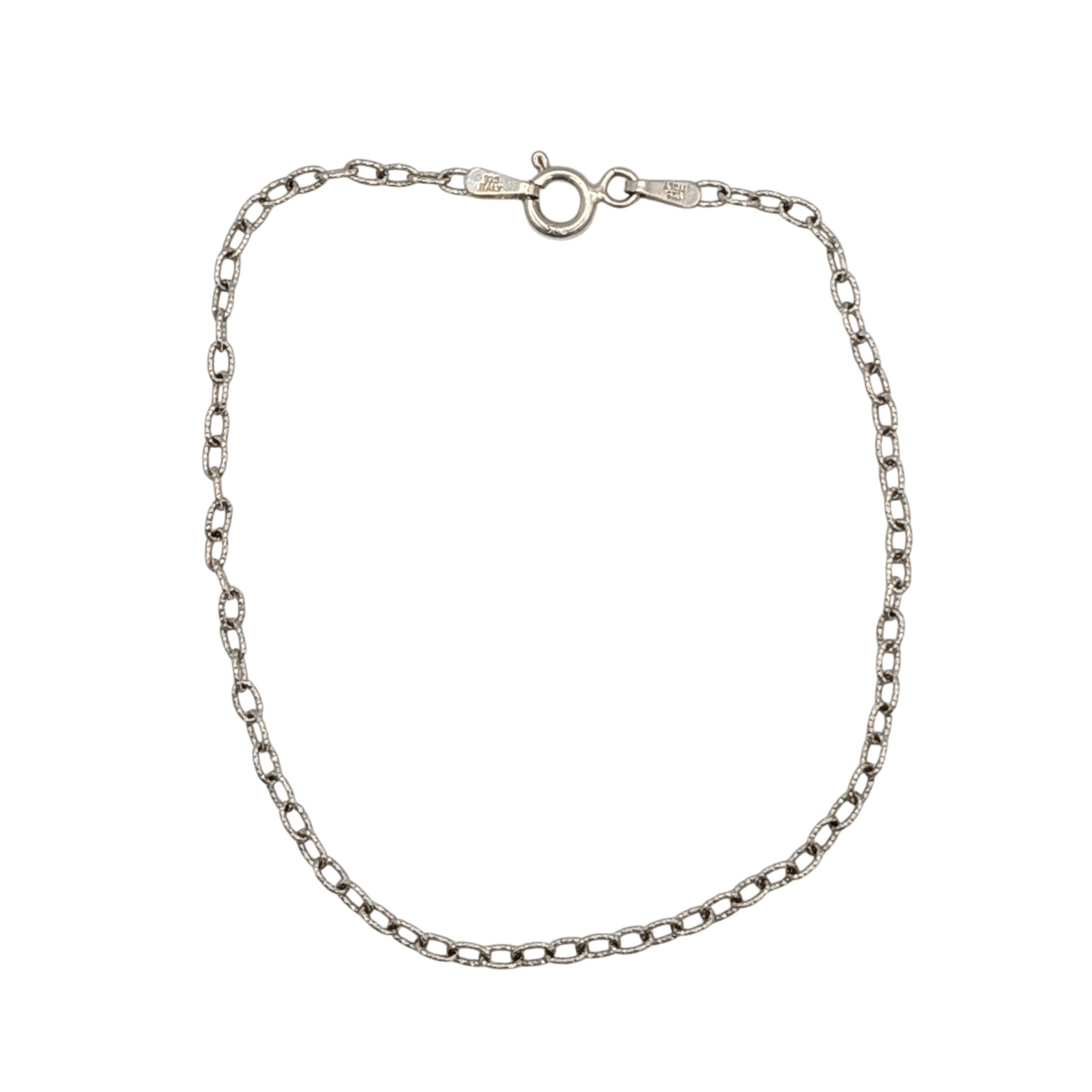 Signed Italy Sterling Silver Textured Cable Chain Bracelet