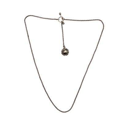 Signed Sterling Silver Dangle Ball Rope Chain Lariat Necklace. Signed Sterling Silver 2mm Dangle 
