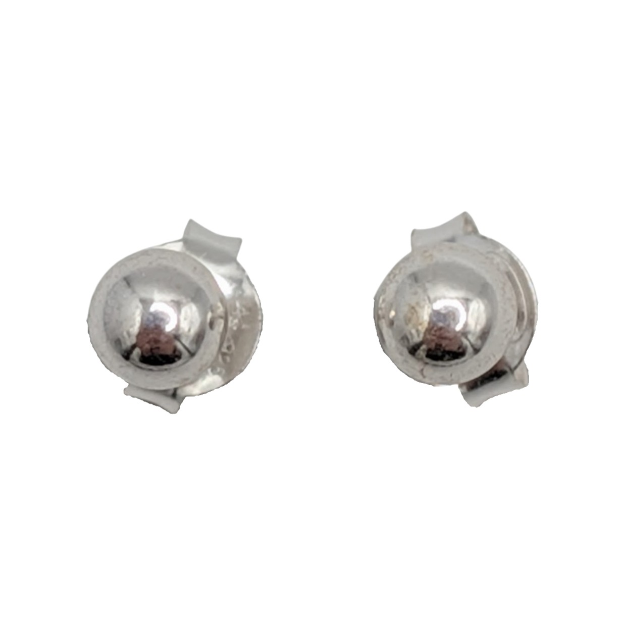 Signed Sterling Silver Ball Stud Earrings