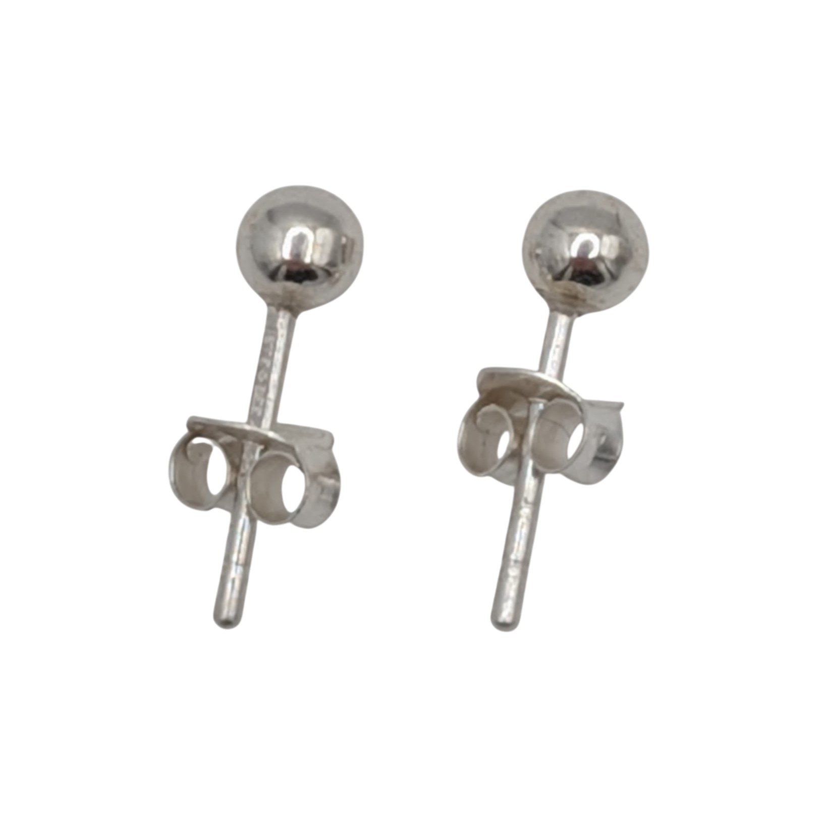 Signed Sterling Silver Ball Stud Earrings