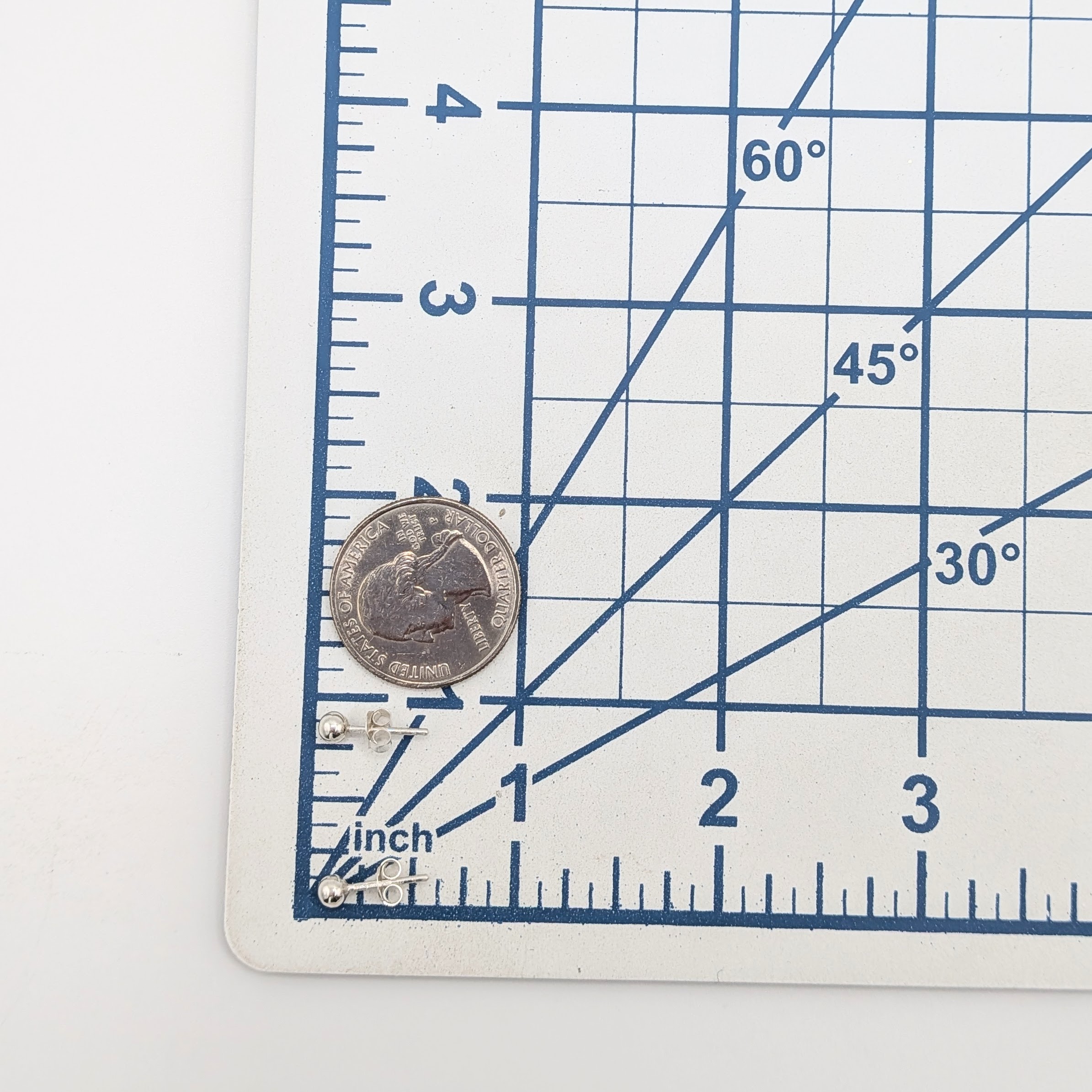 Signed Sterling Silver Ball Stud Earrings