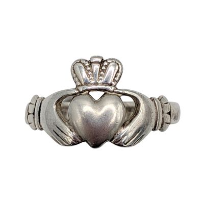 Signed Sterling Silver Claddagh Ring Size 9.75. Signed Sterling Silver Claddagh Ring. Size 9.75. 