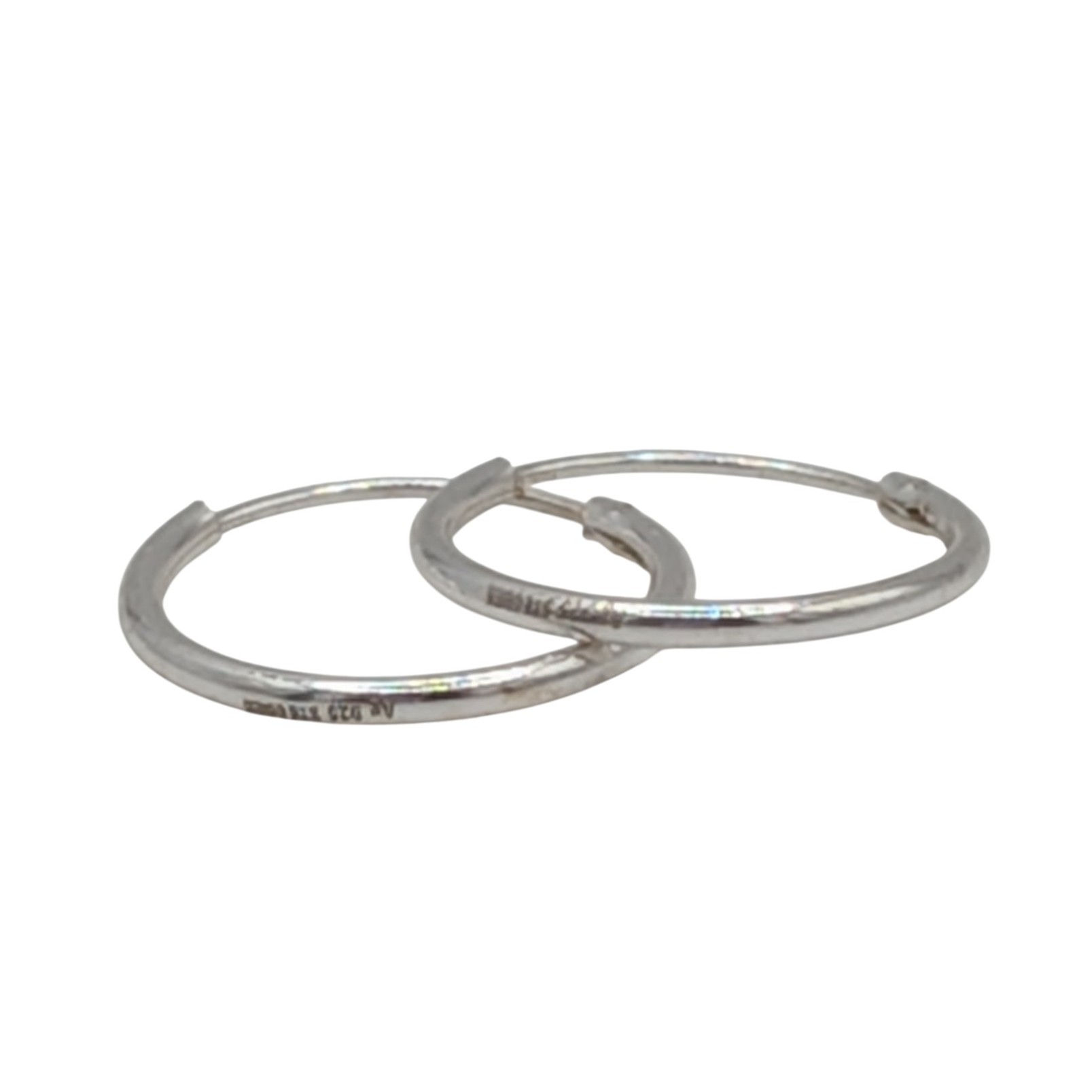 Signed Sterling Silver Small Hoop Earrings