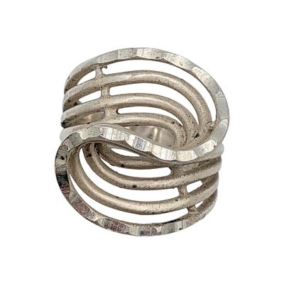 Signed Sterling Silver Vintage Multiple Ripple Ring Size 5.5. Signed Sterling Silver Vintage 