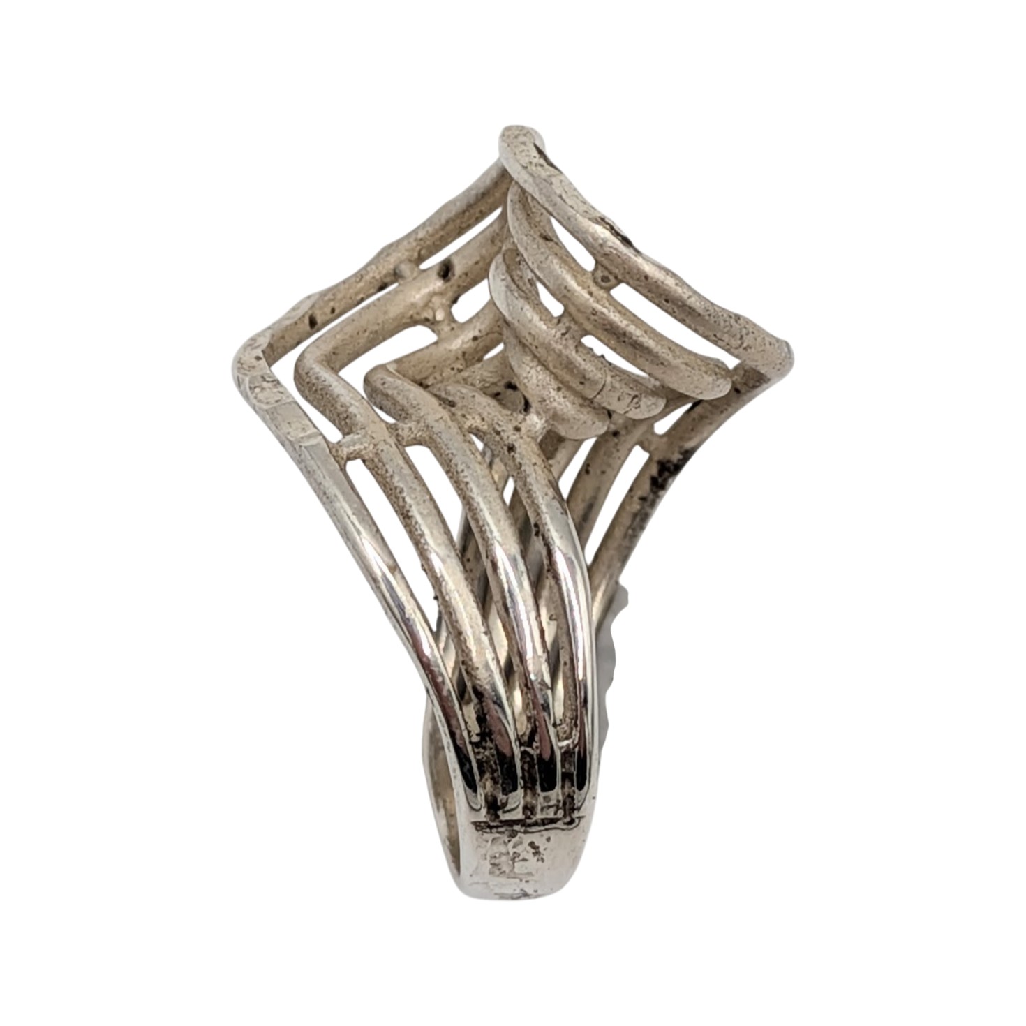 Signed Sterling Silver Vintage Multiple Ripple Ring Size 5.5