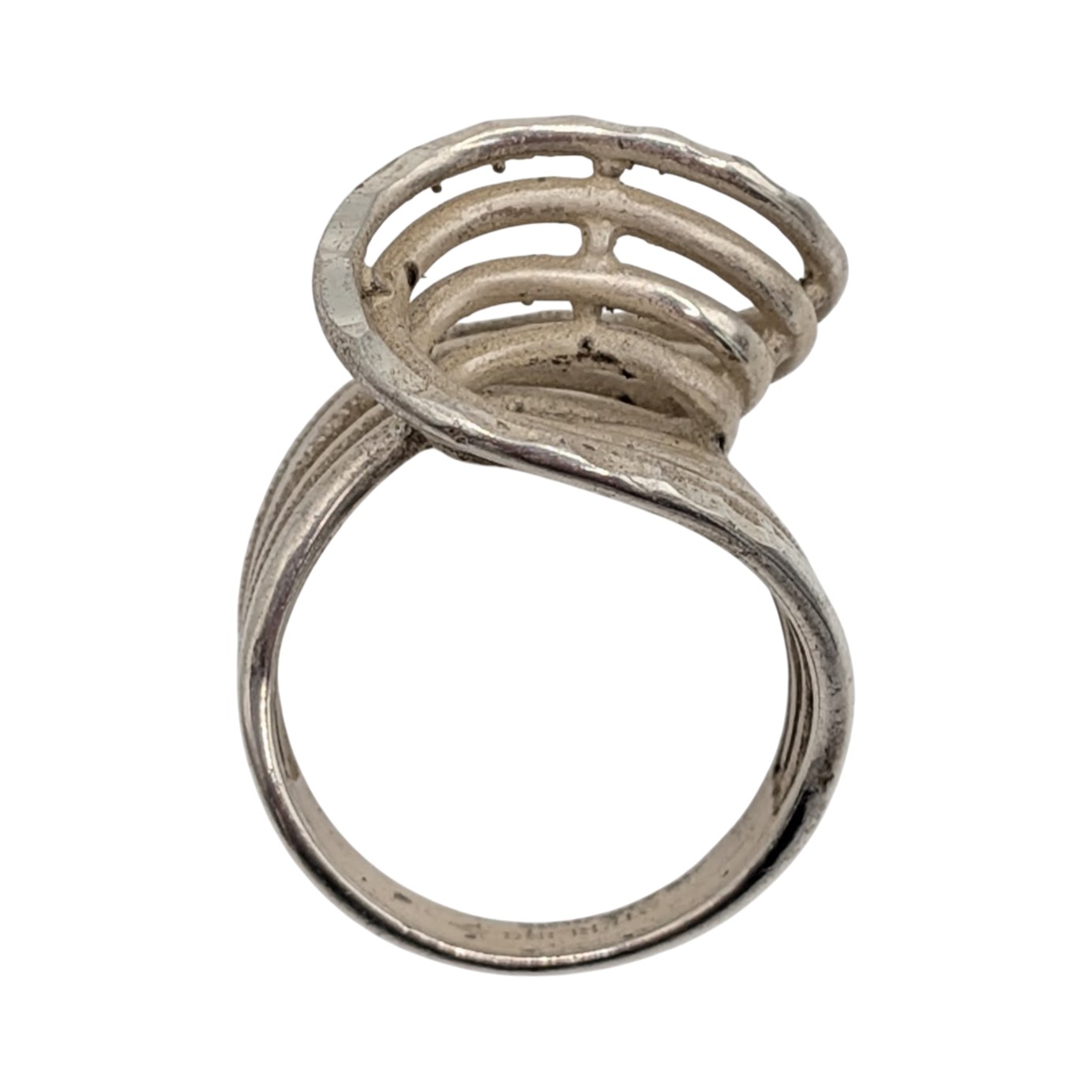 Signed Sterling Silver Vintage Multiple Ripple Ring Size 5.5