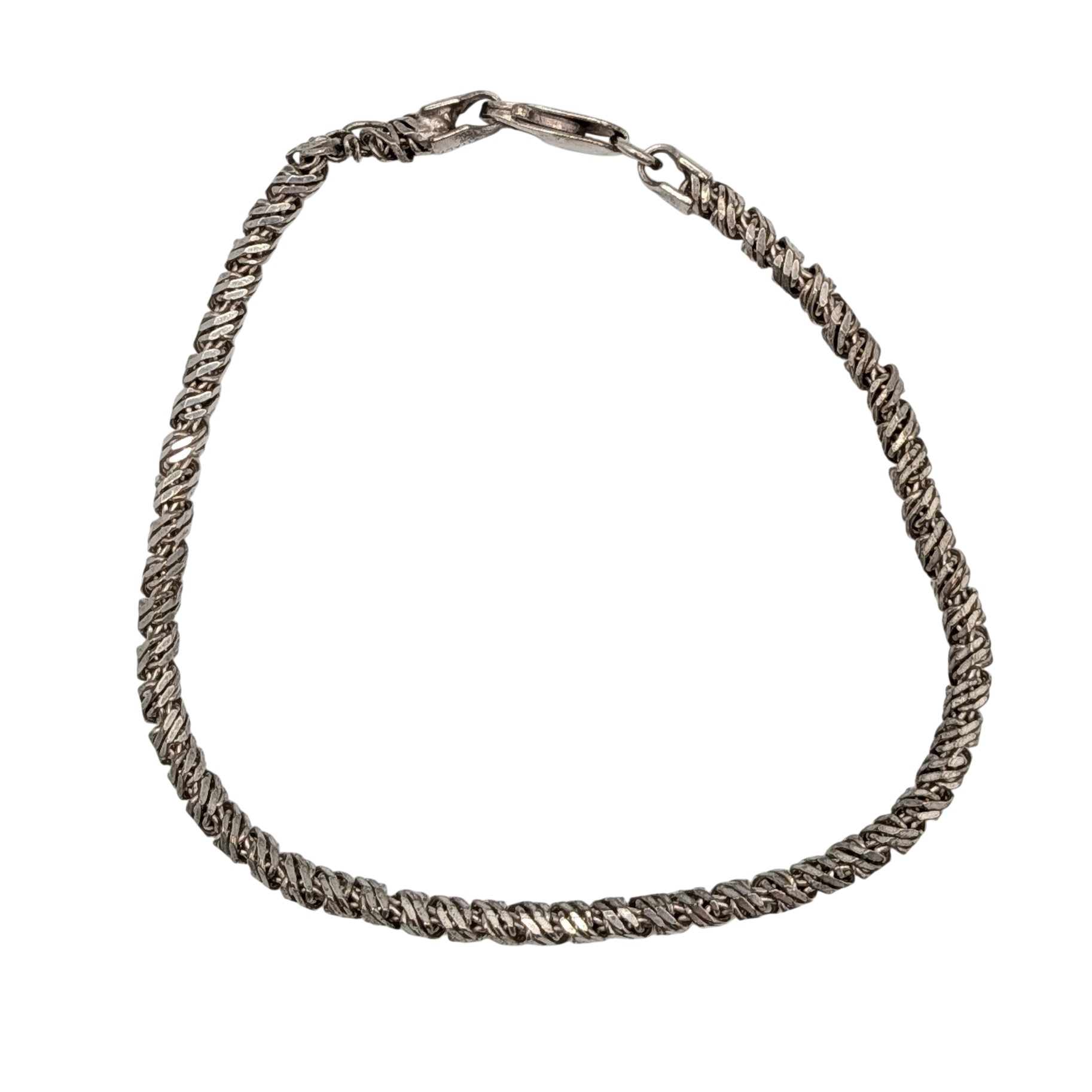 Italy Sterling Silver Twisted Curb Chain Bracelet