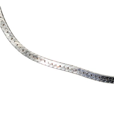 Signed Italian Sterling Silver Herringbone Chain Bracelet. Signed Italy Sterling Silver 2mm 