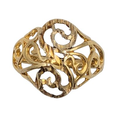 Signed Gold Over Silver Flowing Scroll Ring Size 6.75. Signed Gold Over Silver Flowing Scroll 
