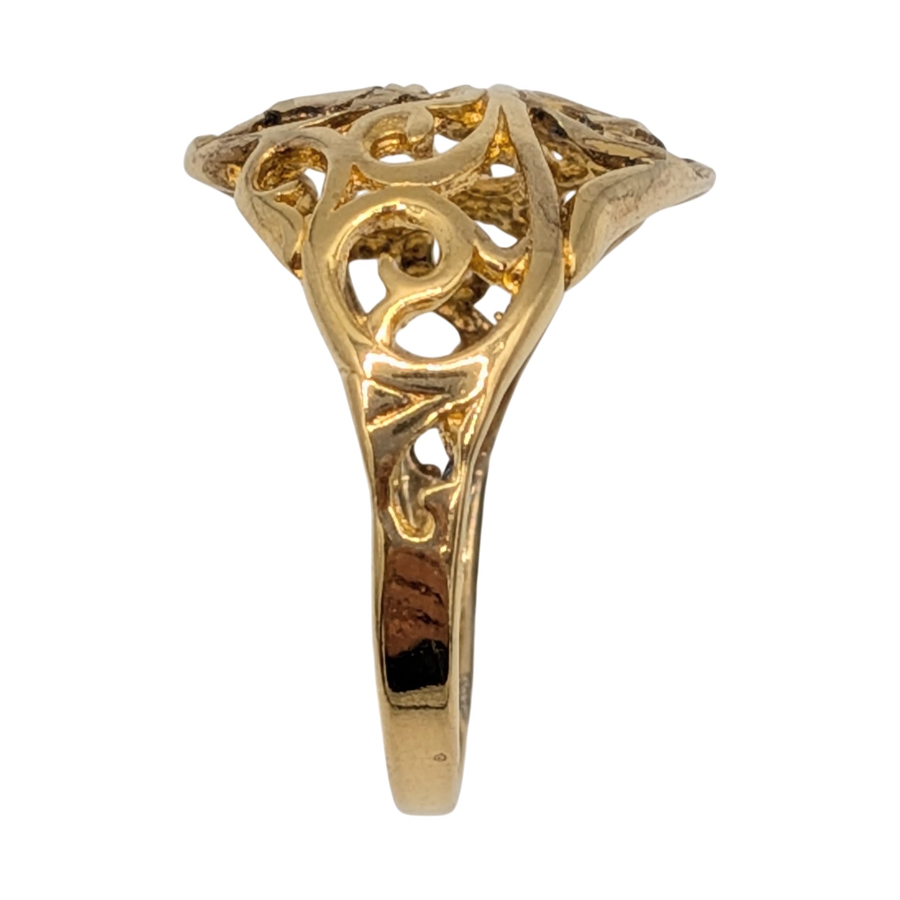 Signed Gold Over Silver Flowing Scroll Ring Size 6.75