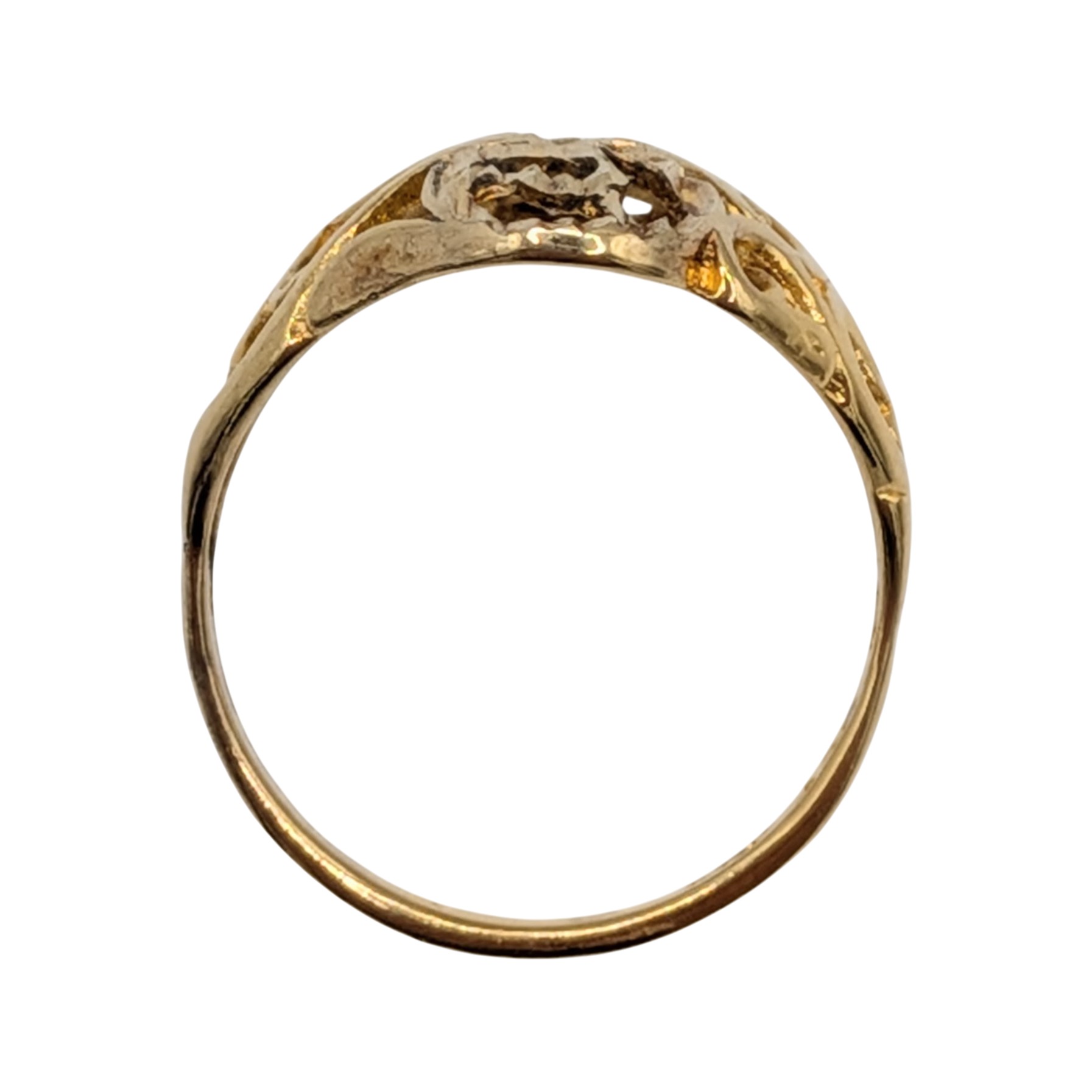 Signed Gold Over Silver Flowing Scroll Ring Size 6.75