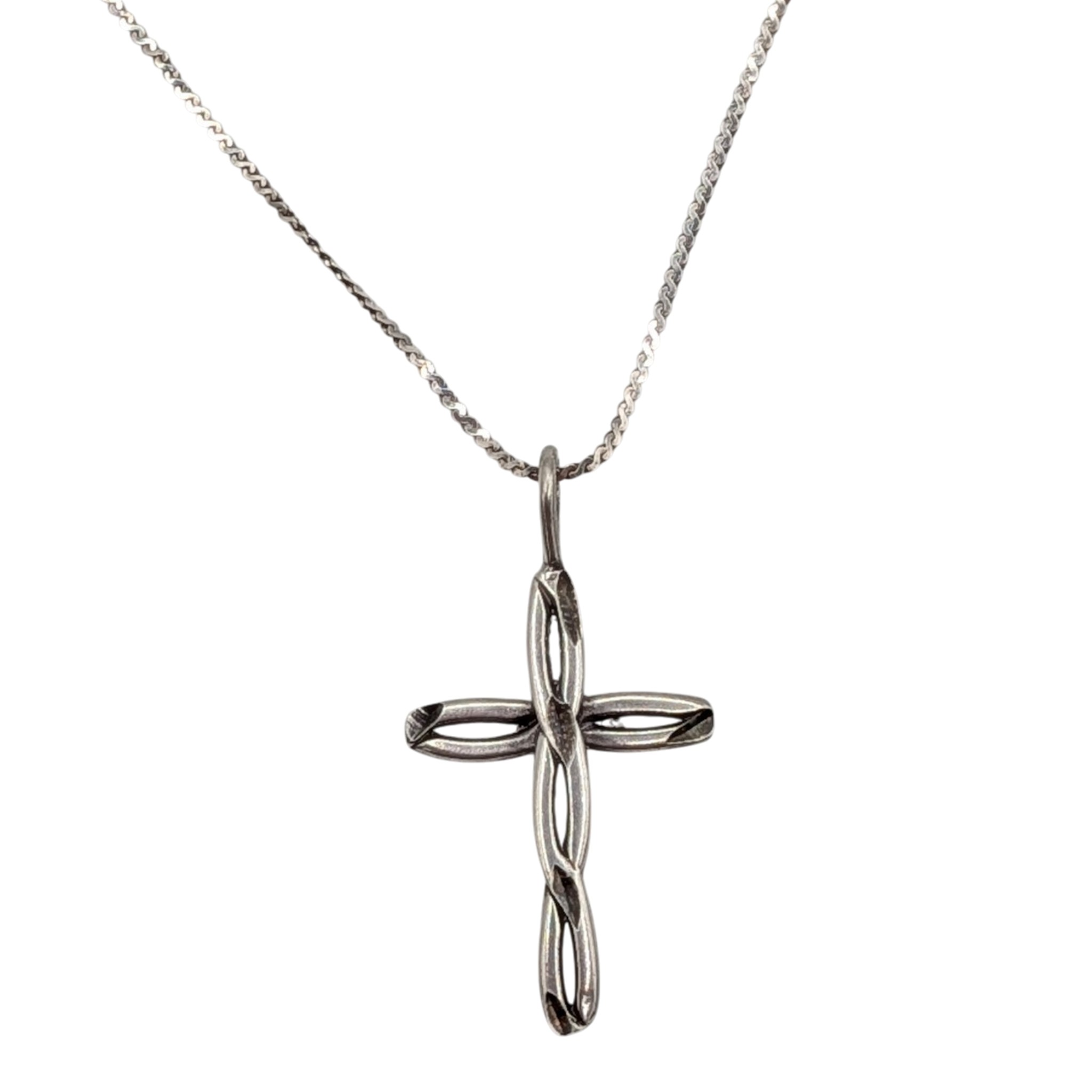 Signed Italy Sterling Silver Cross Necklace