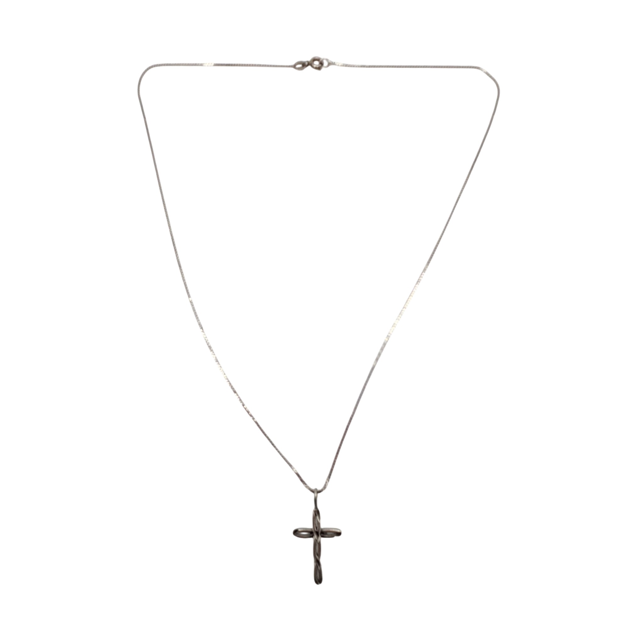 Signed Italy Sterling Silver Cross Necklace