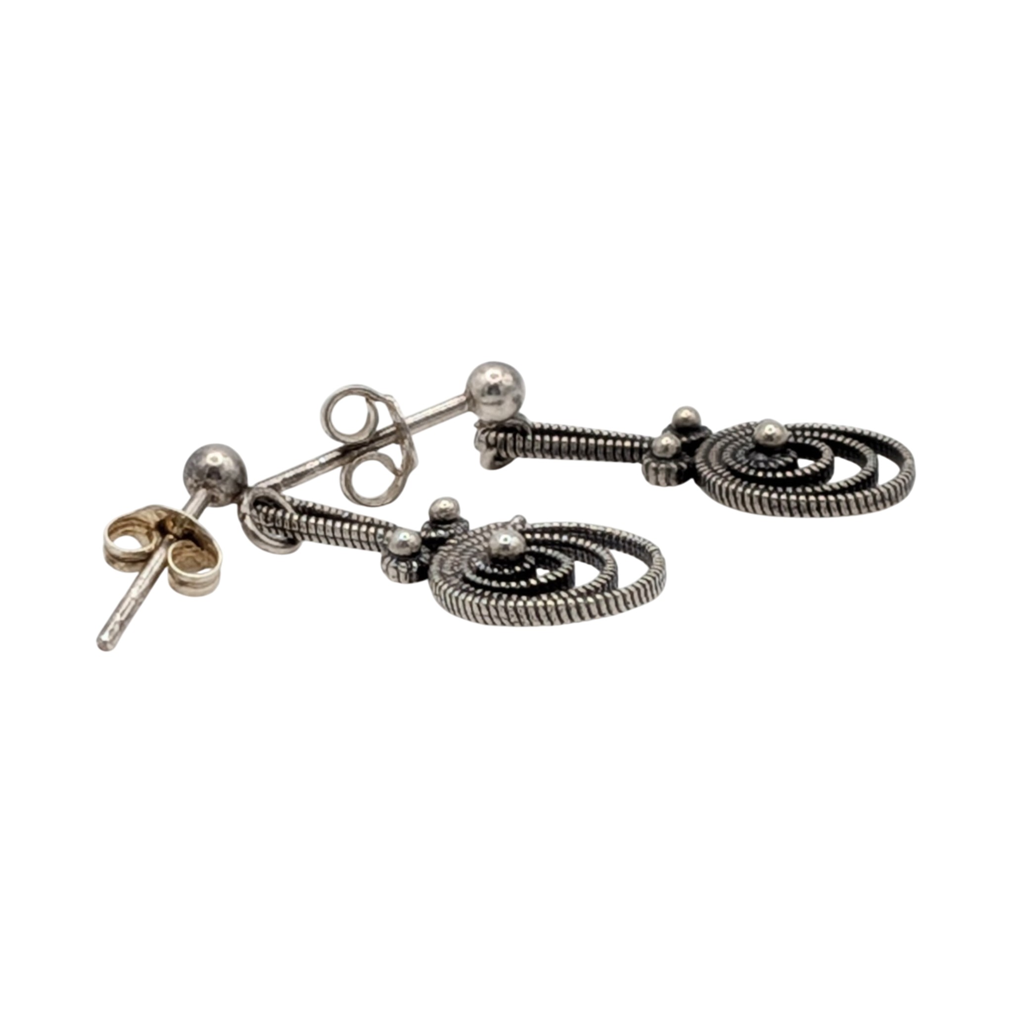 Sterling Silver Filigree Swirl Drop Earrings