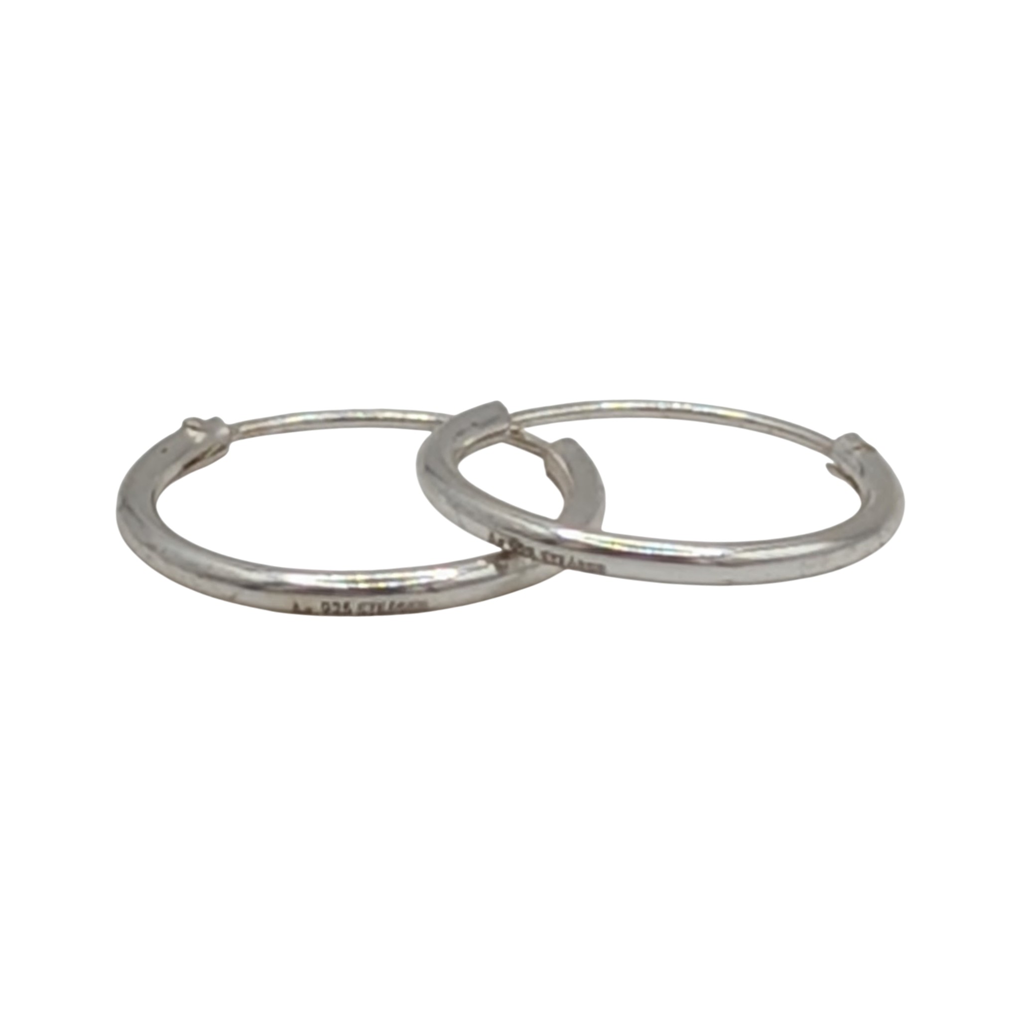 Signed Sterling Silver Small Hoop Earrings