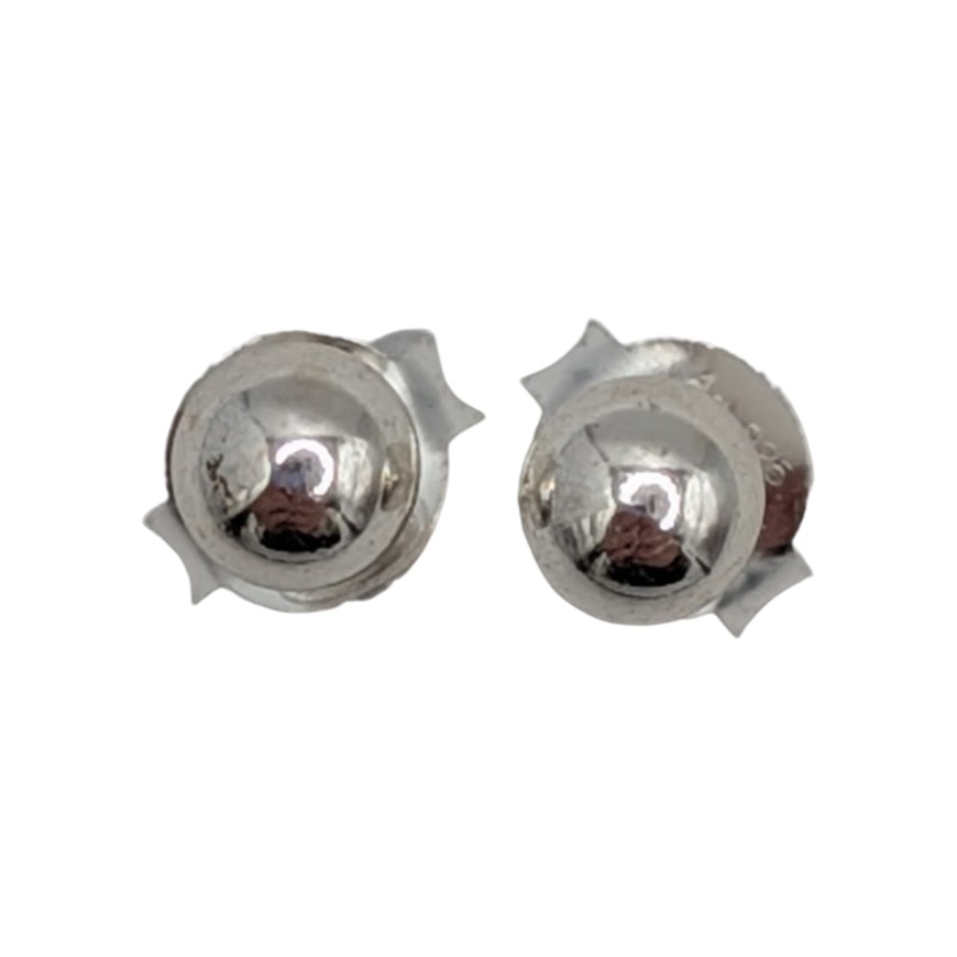 Signed Sterling Silver Ball Stud Earrings