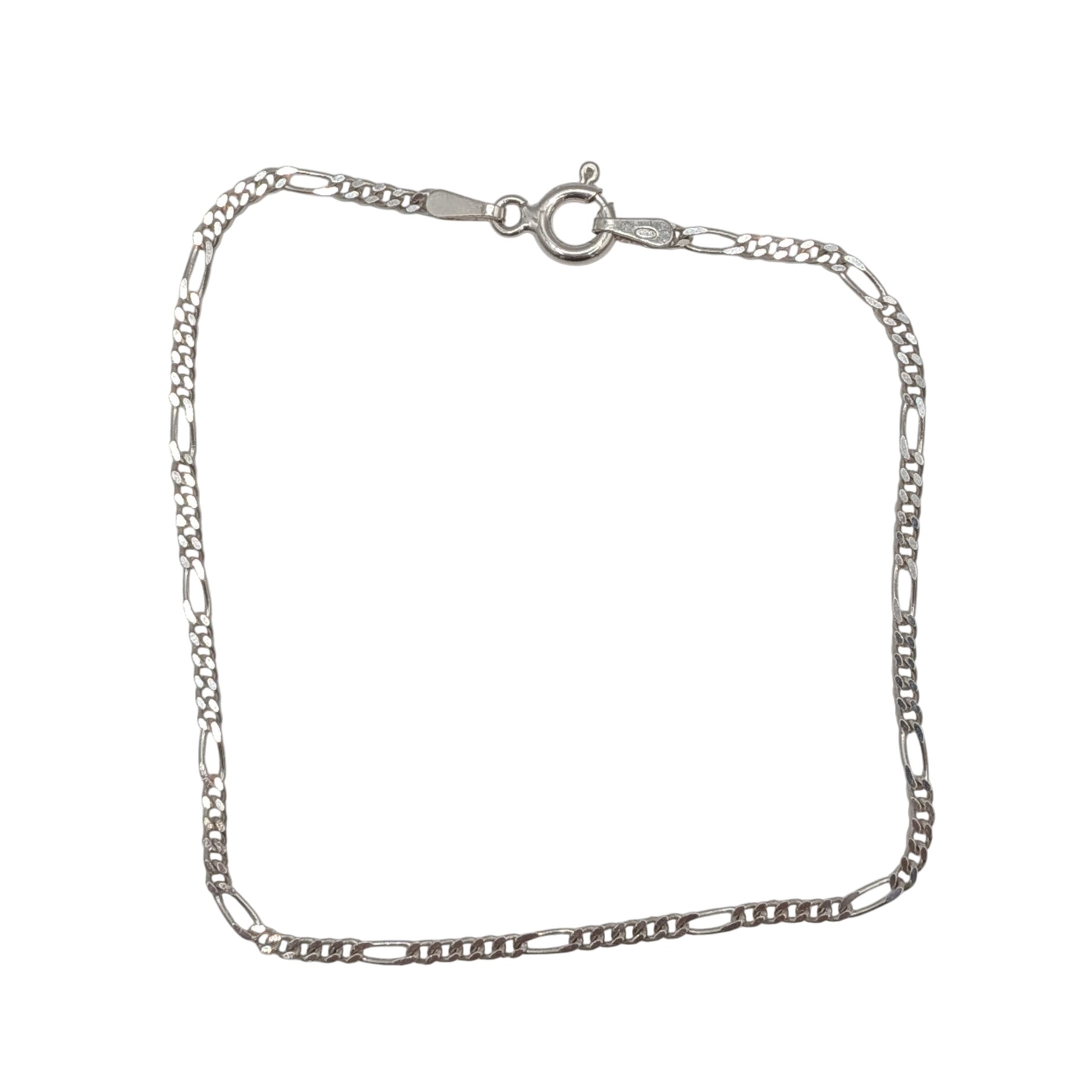 Italy Sterling Silver Figaro Chain Bracelet