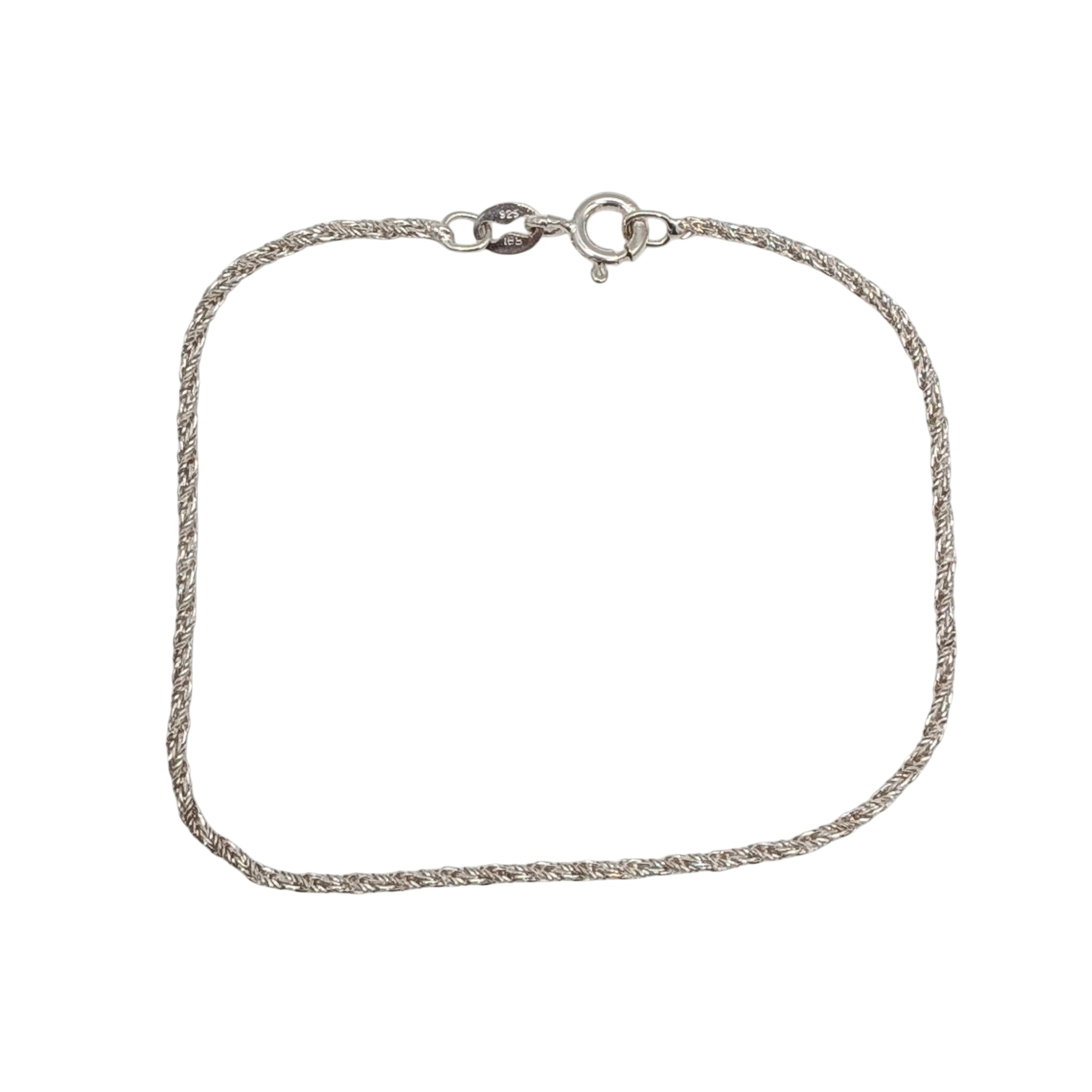 Signed Italy Sterling Silver Rope Chain Bracelet