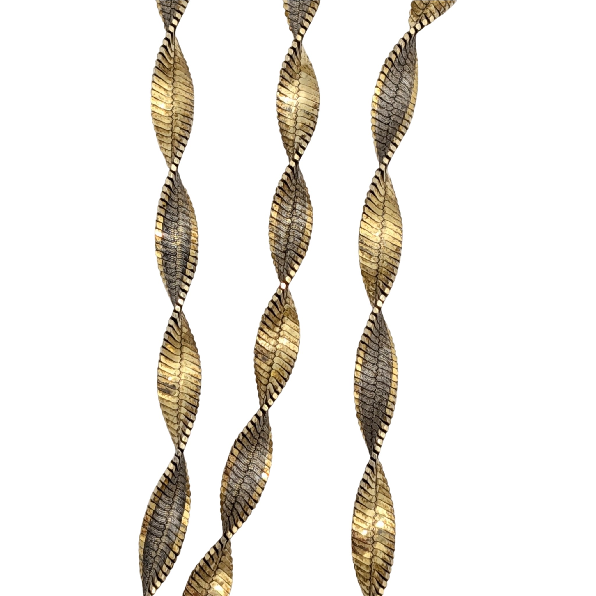 Signed Italy Gold Over Silver Twisted Herringbone Chain Necklace