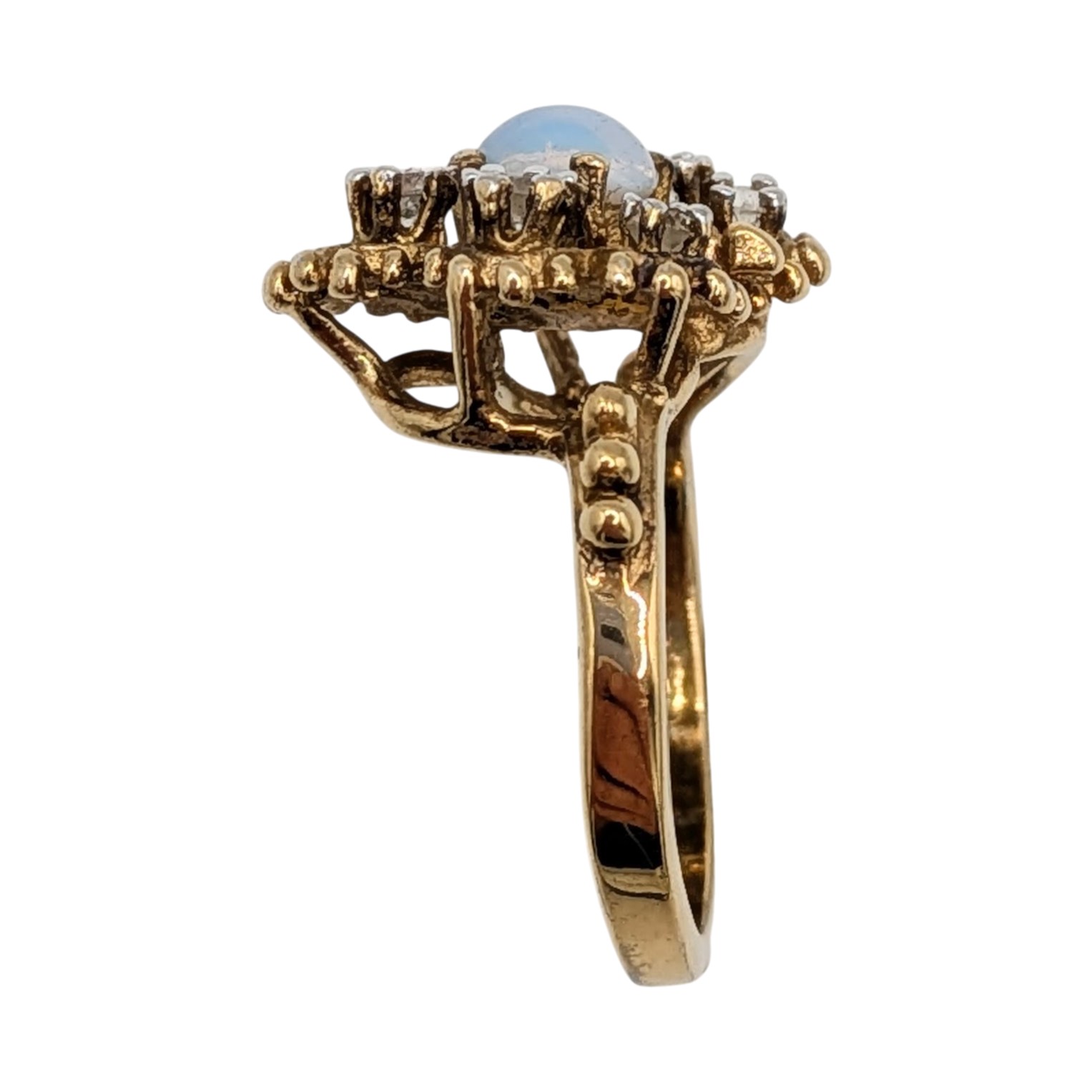 Panetta Gold Over Sterling Silver Rhinestone Faux Opal Butterfly Ring Size 6.75
