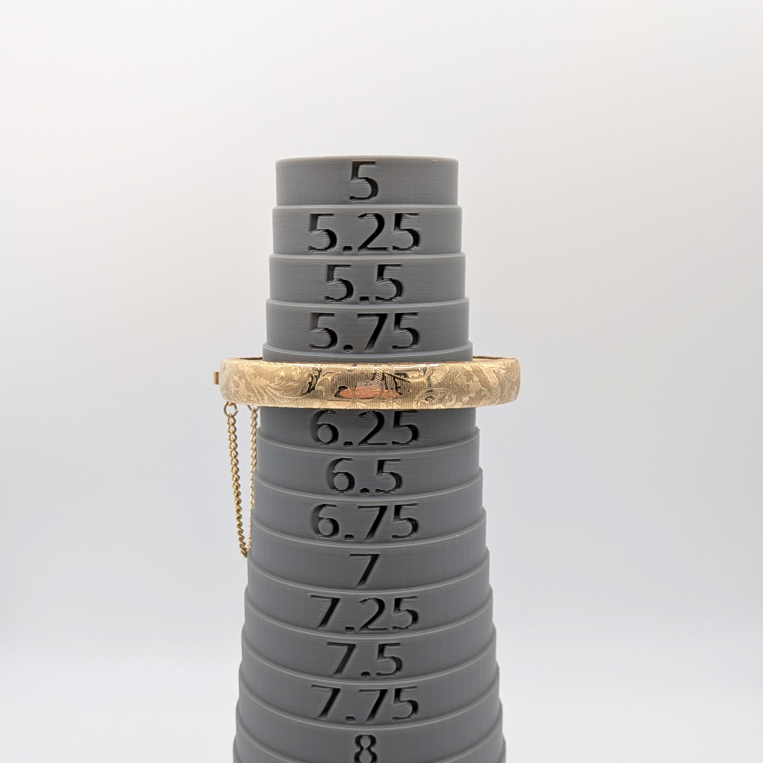 Gold Tone Embossed Hinged Bangle Bracelet
