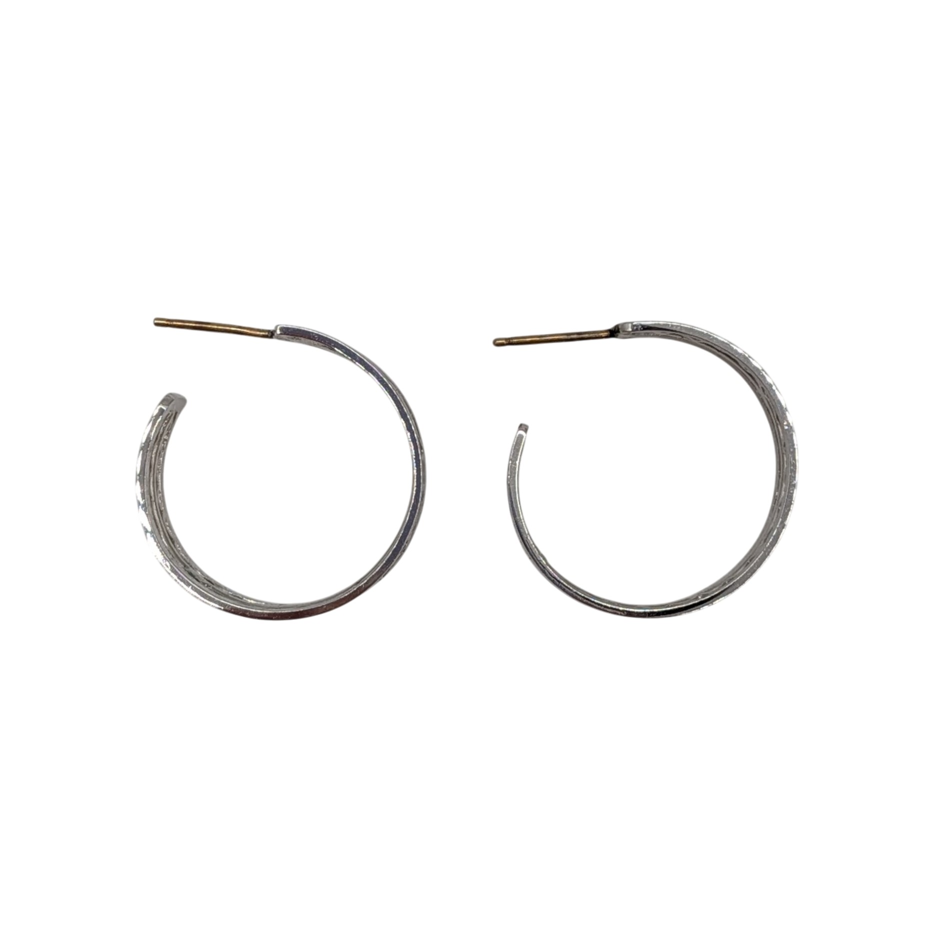 Vintage Silver Tone Wavy Hoop Stud Earrings