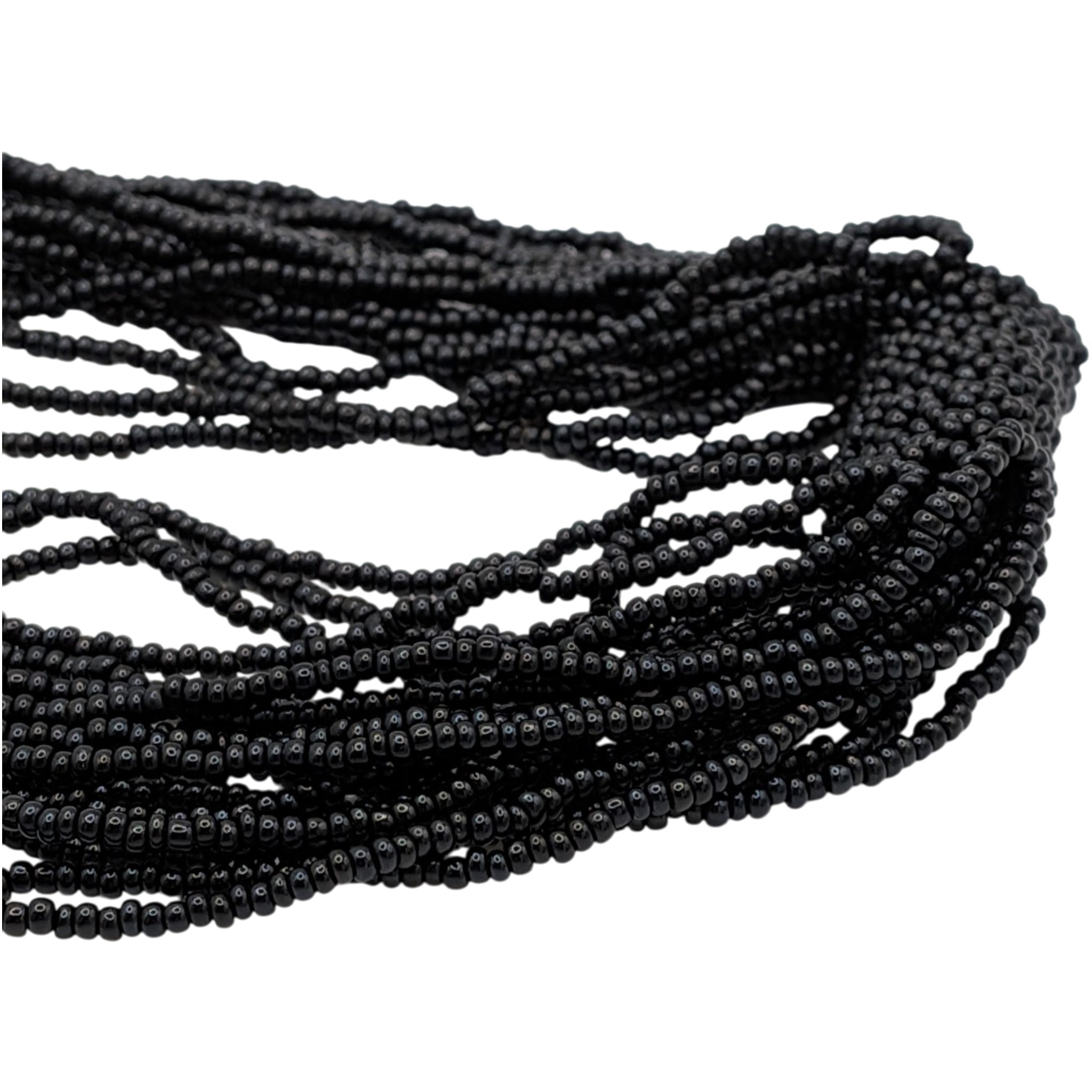 Hand Woven Black Glass Bead Multi Strand Necklace