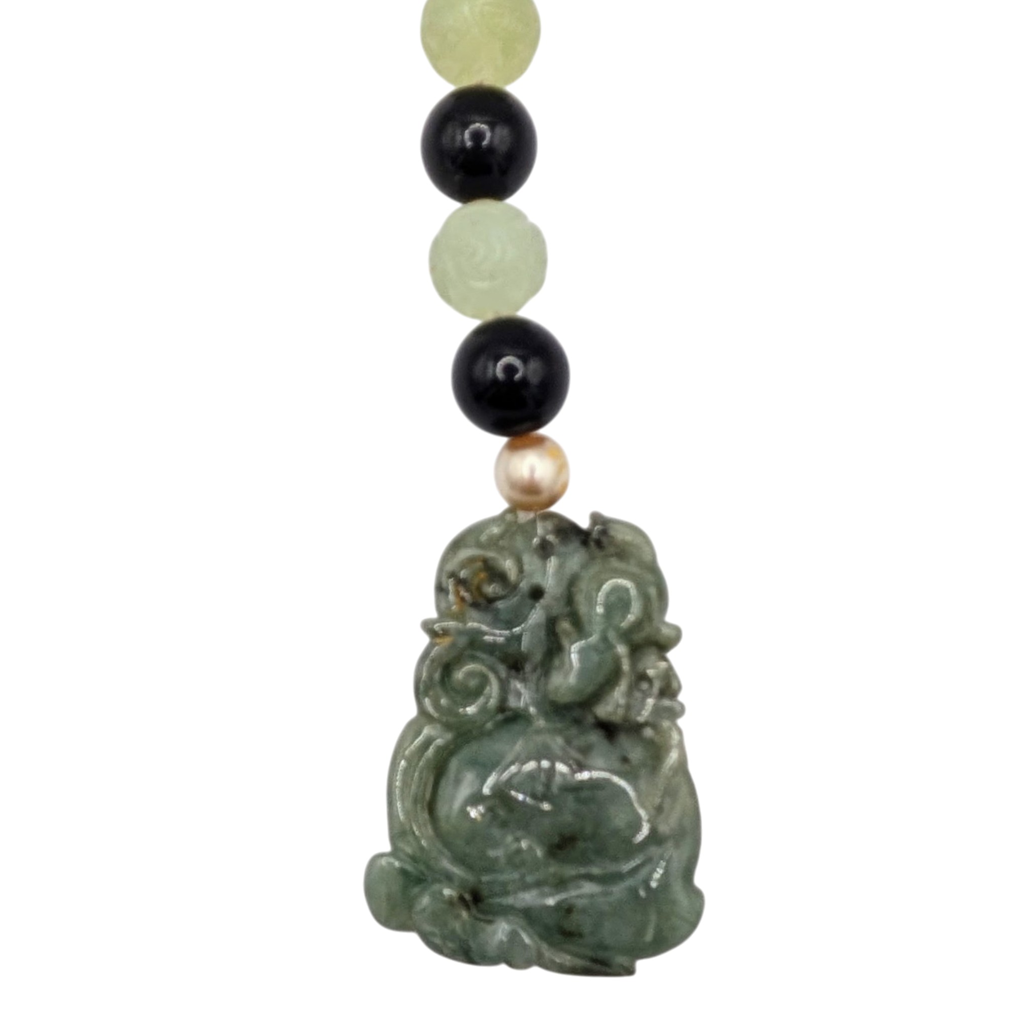 Chinese Export Hand Carved Jadeite Beaded Necklace