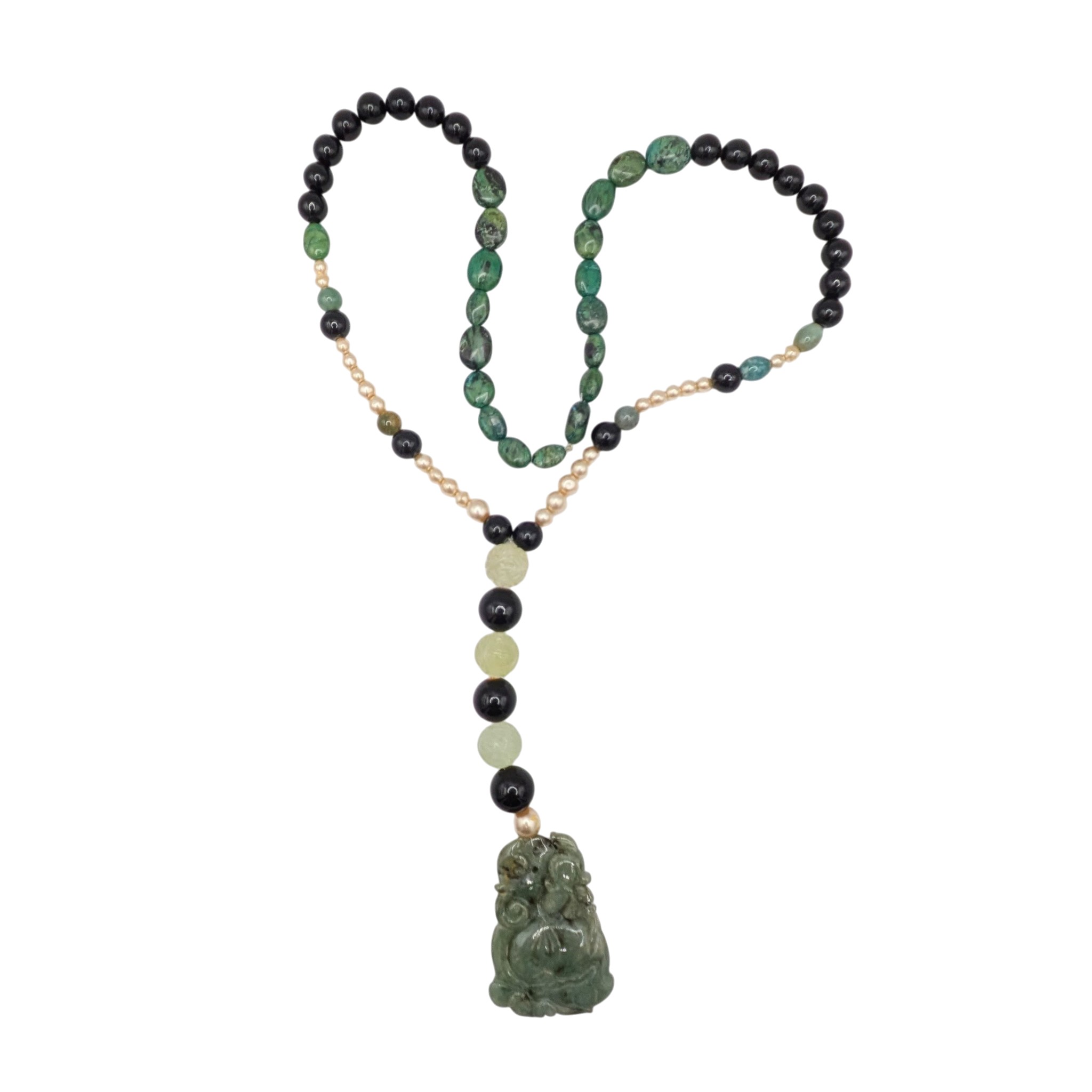 Chinese Export Hand Carved Jadeite Beaded Necklace