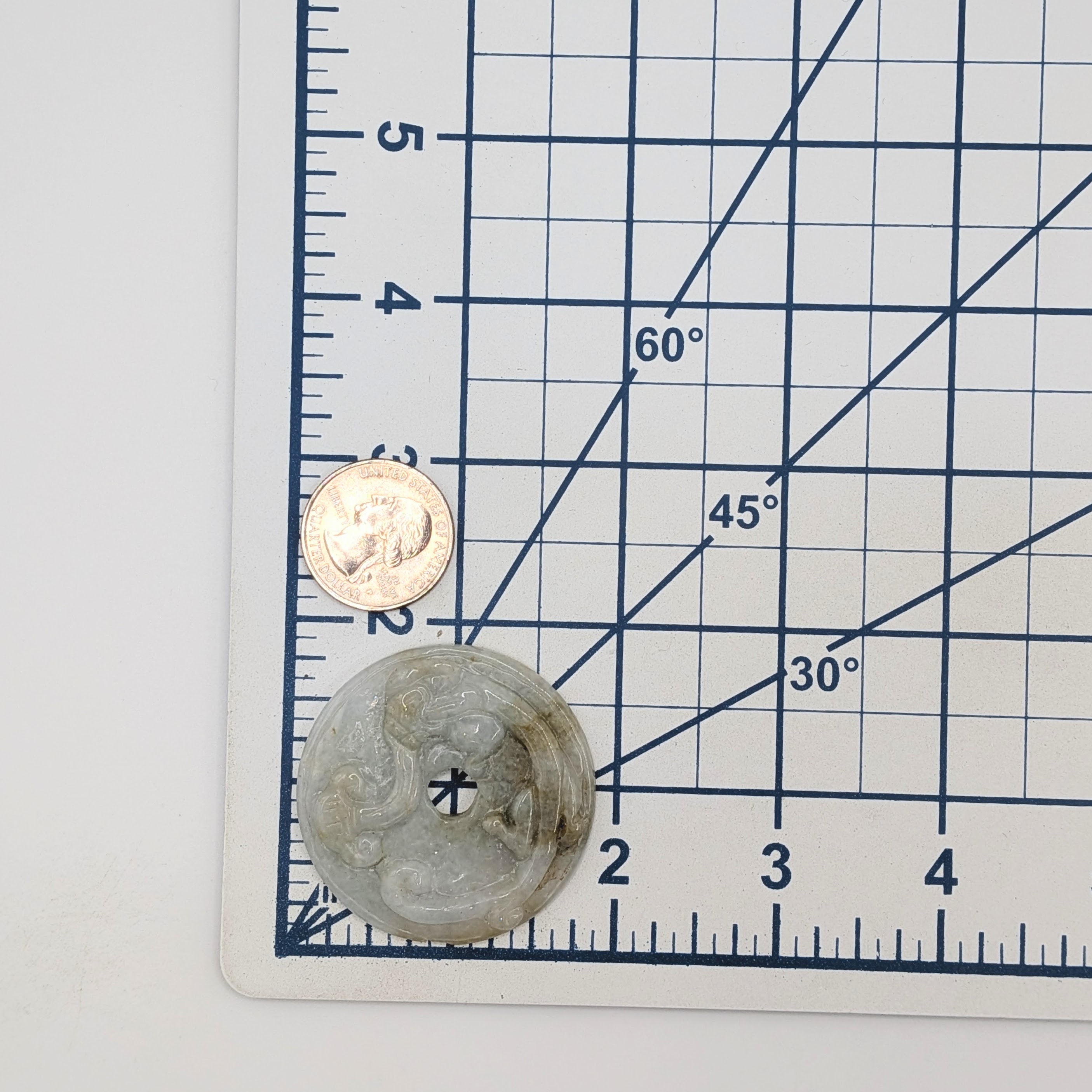 Chinese Export Carved Jadeite Chilong Bi-Disk