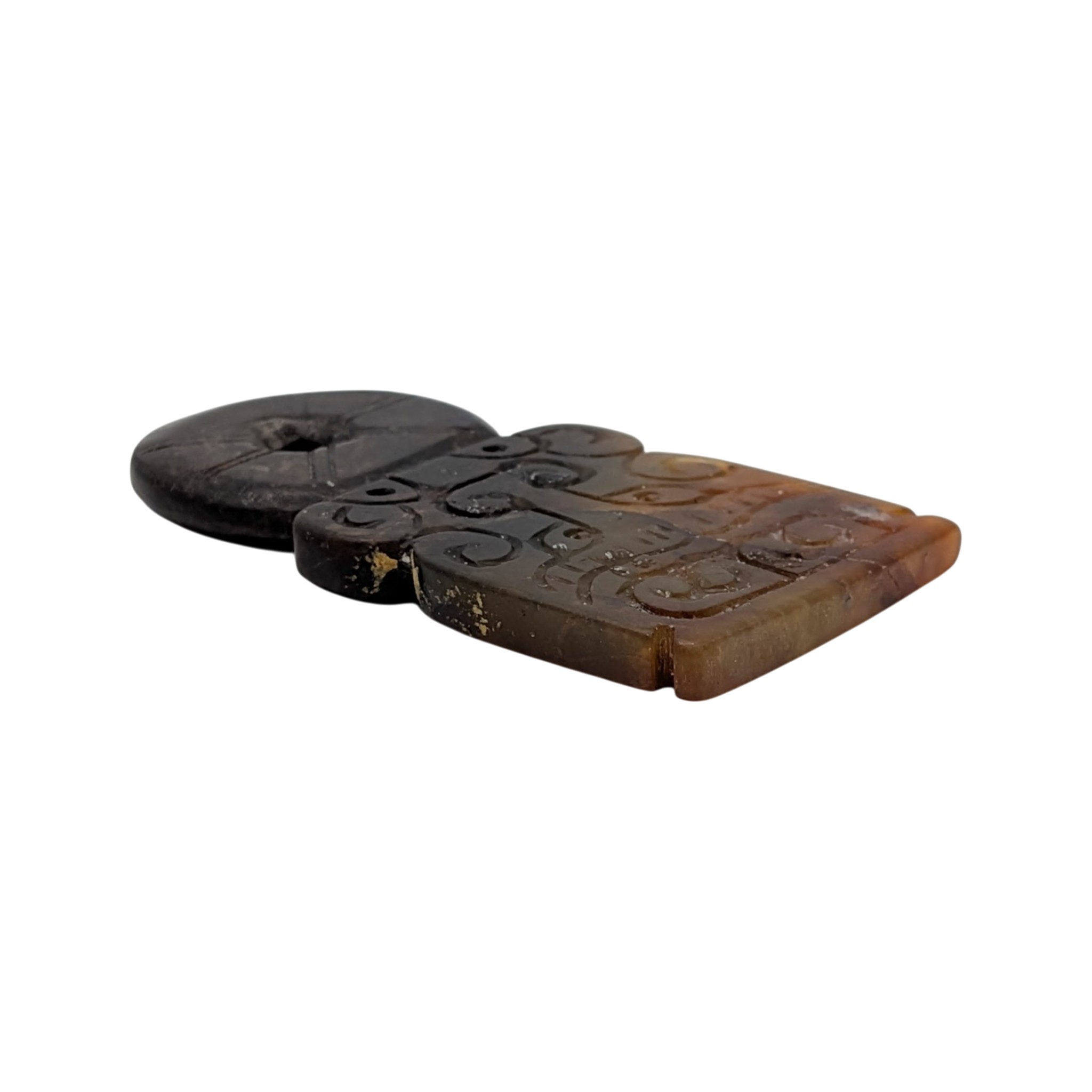 Chinese Export Hand Carved Agate Oxen Pendant