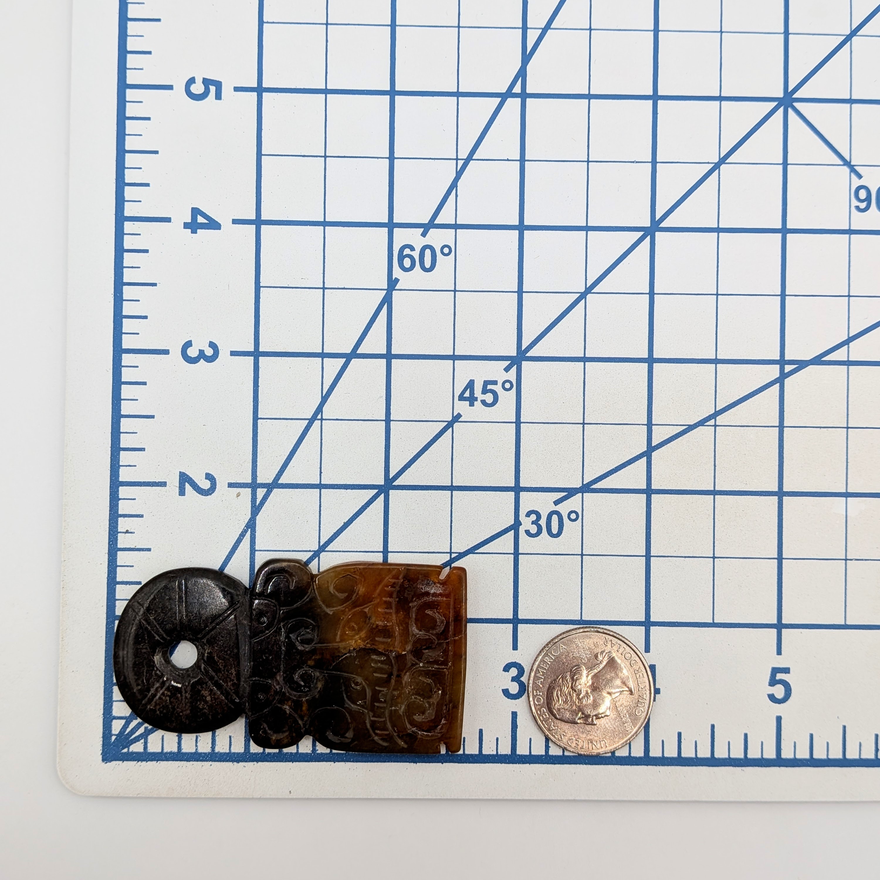 Chinese Export Hand Carved Agate Oxen Pendant
