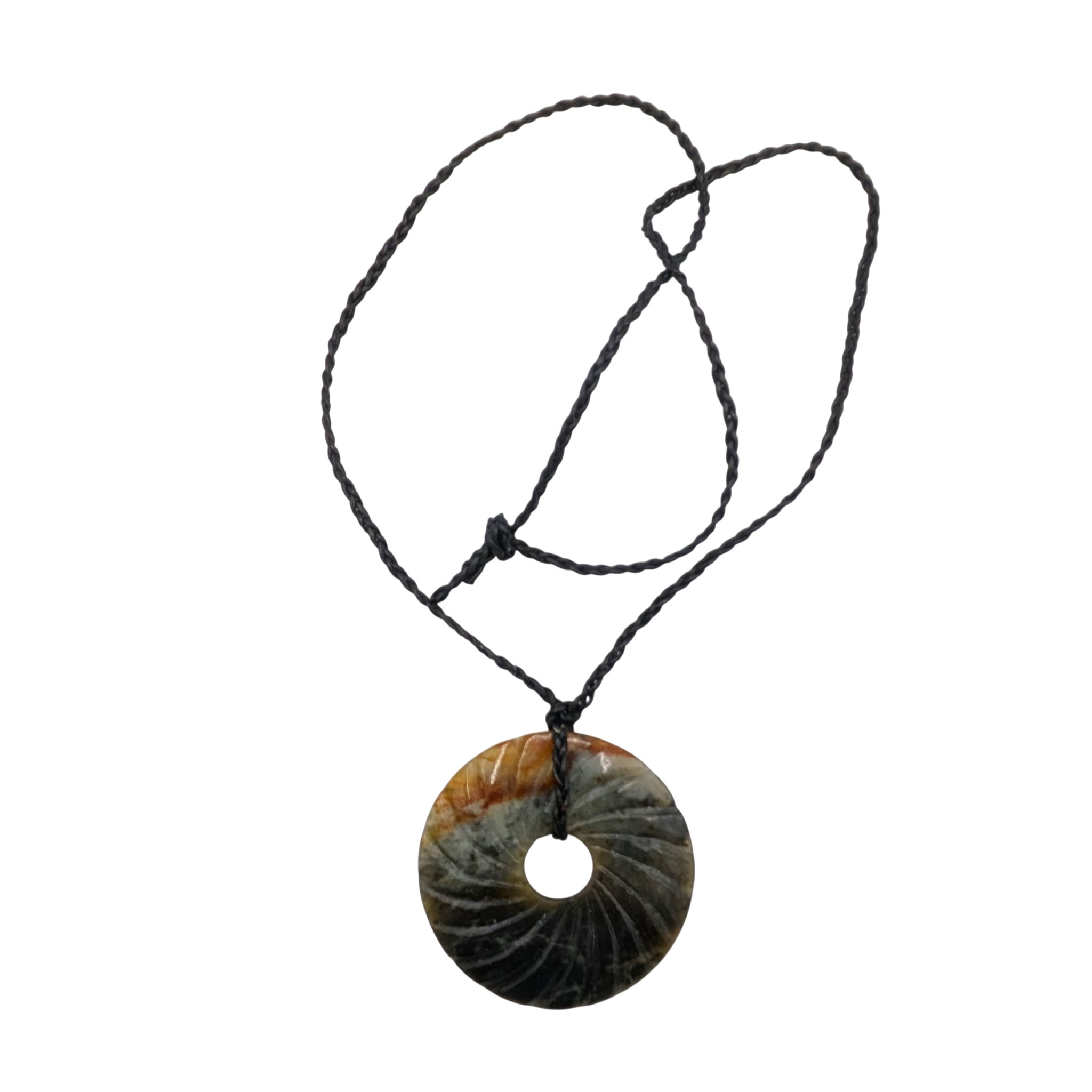 Chinese Export Hand Carved Moss Agate Necklace