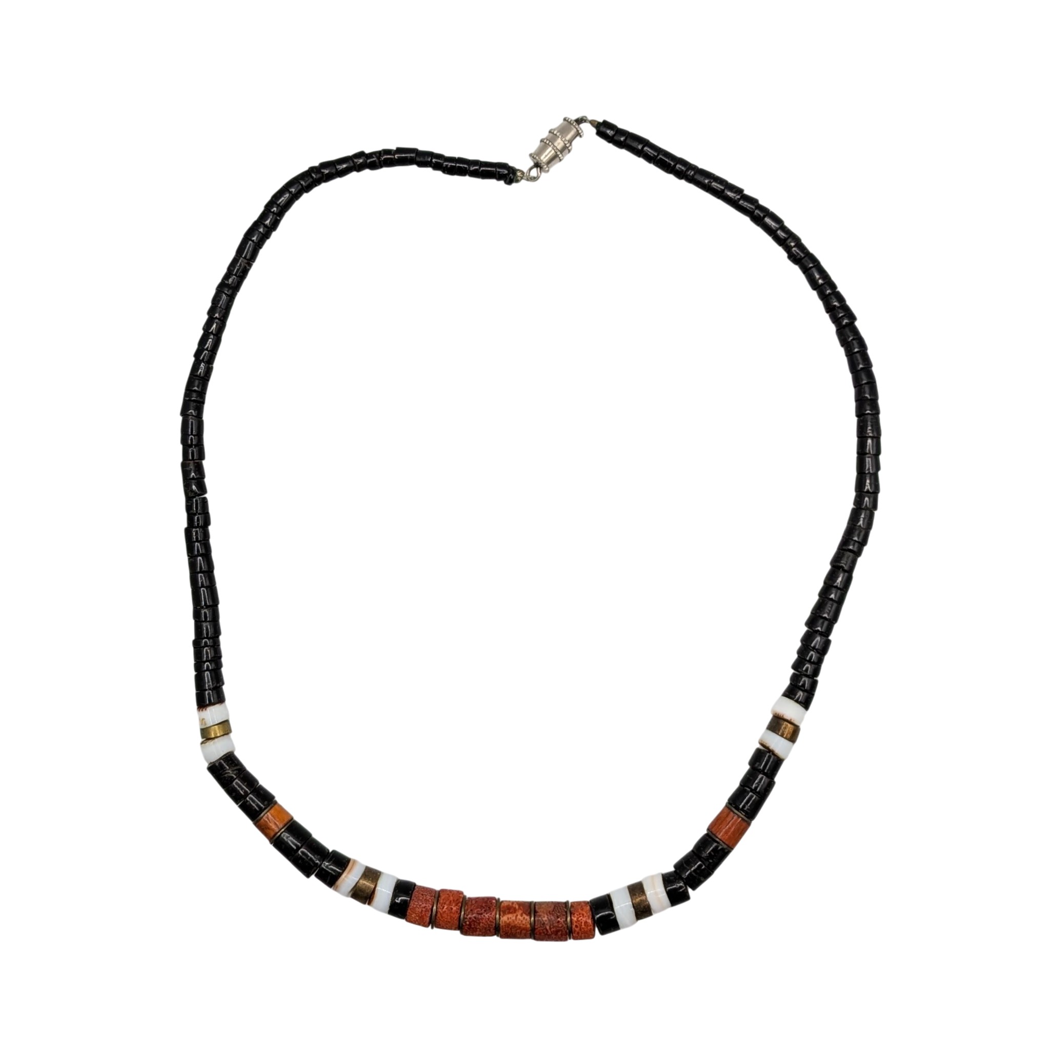 Handmade Brass Horn Shell Coral Heishi Bead Necklace