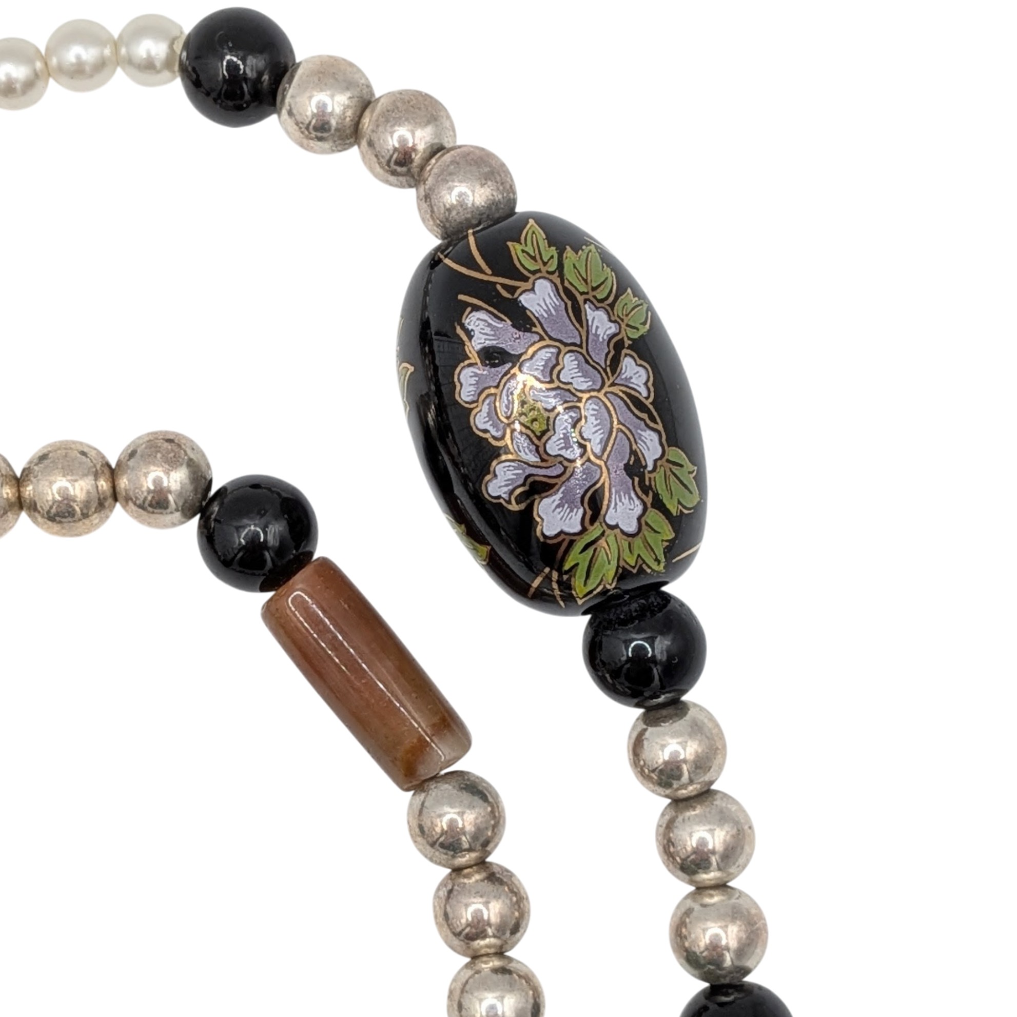 Vintage Chinese Export Sterling Silver Beaded Necklace