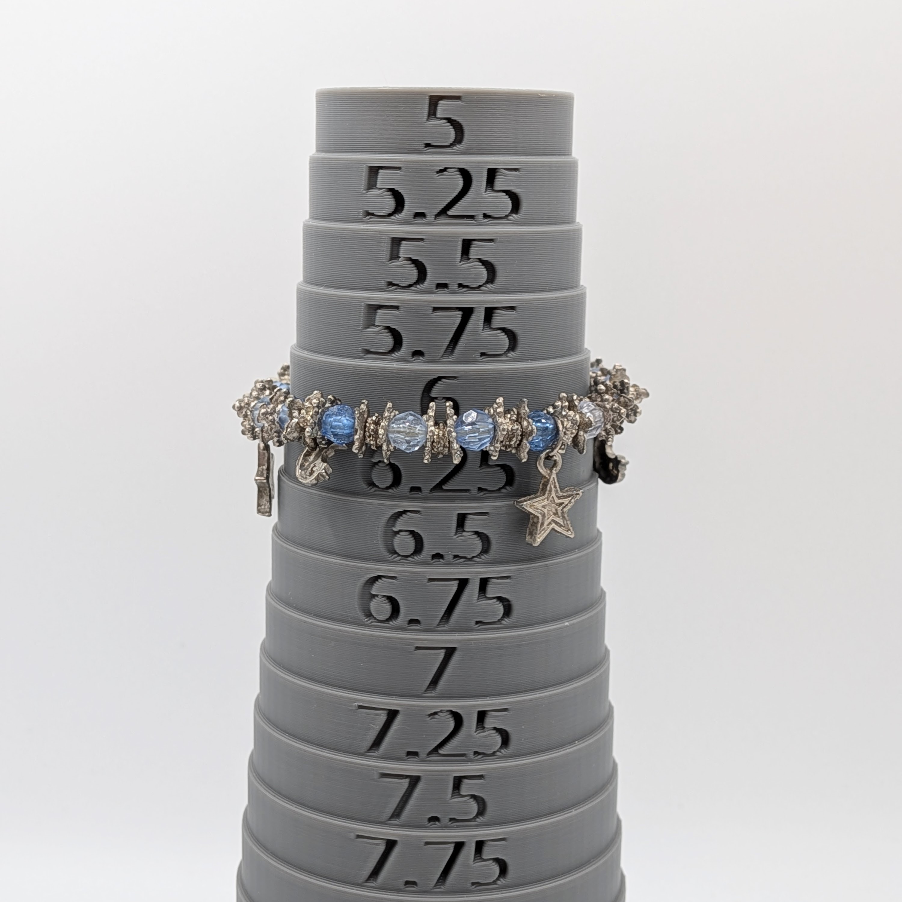 Silver Tone Glass Beaded Celestial Stretch Bracelet
