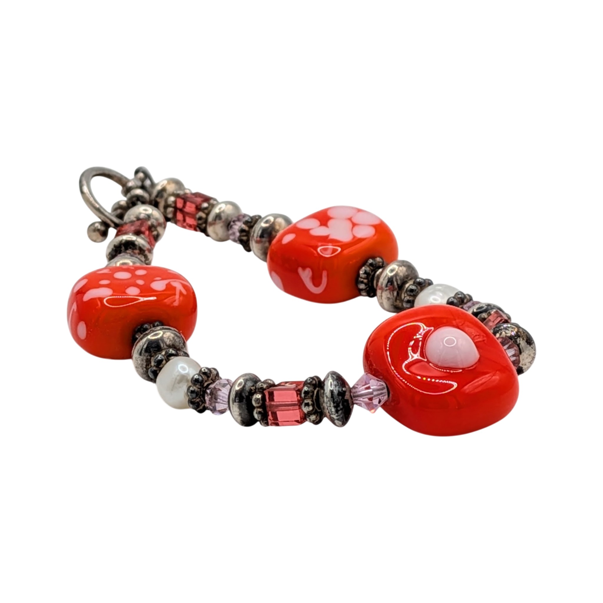 Sterling Silver Glass Beaded Toggle Bracelet