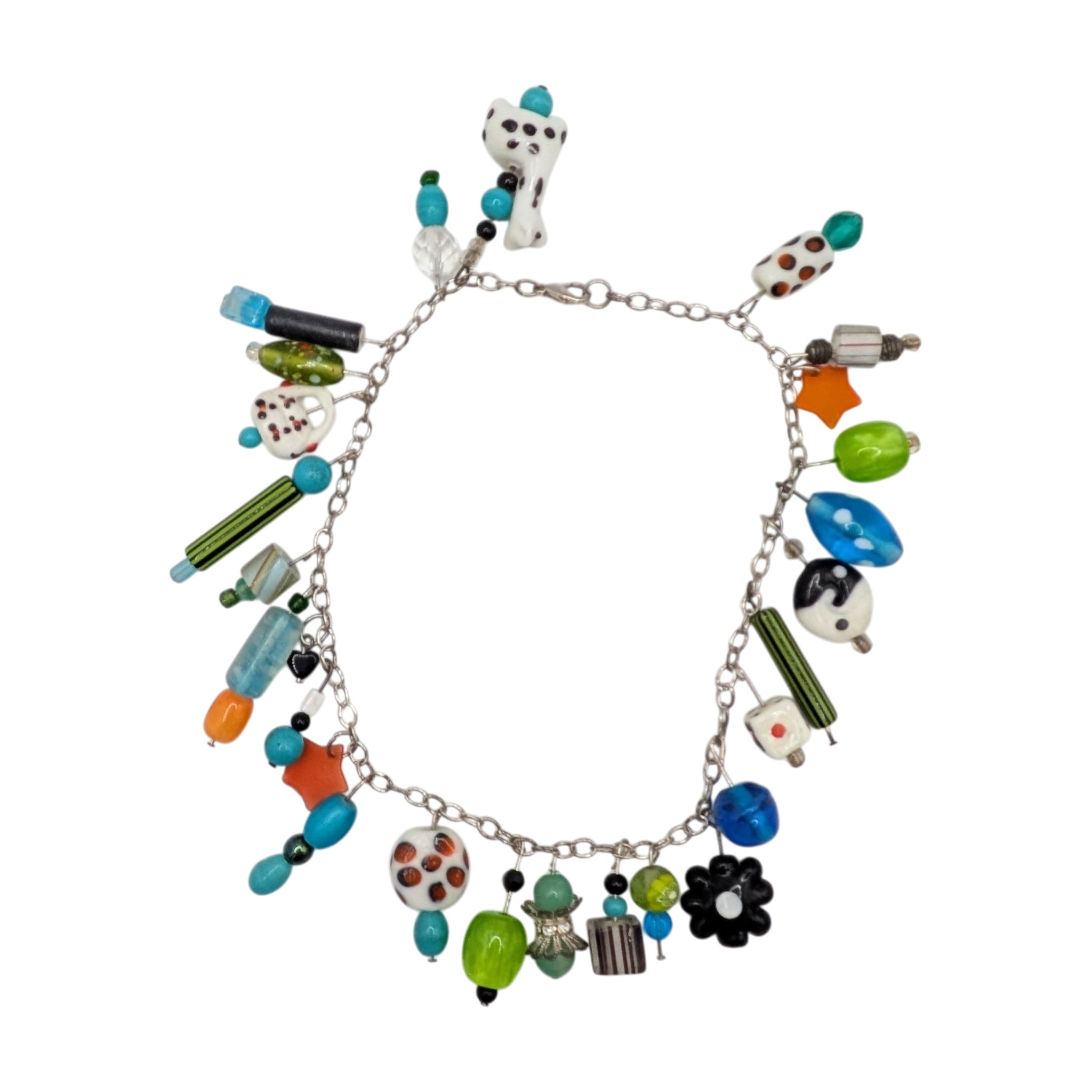Silver Tone Glass Bead Necklace