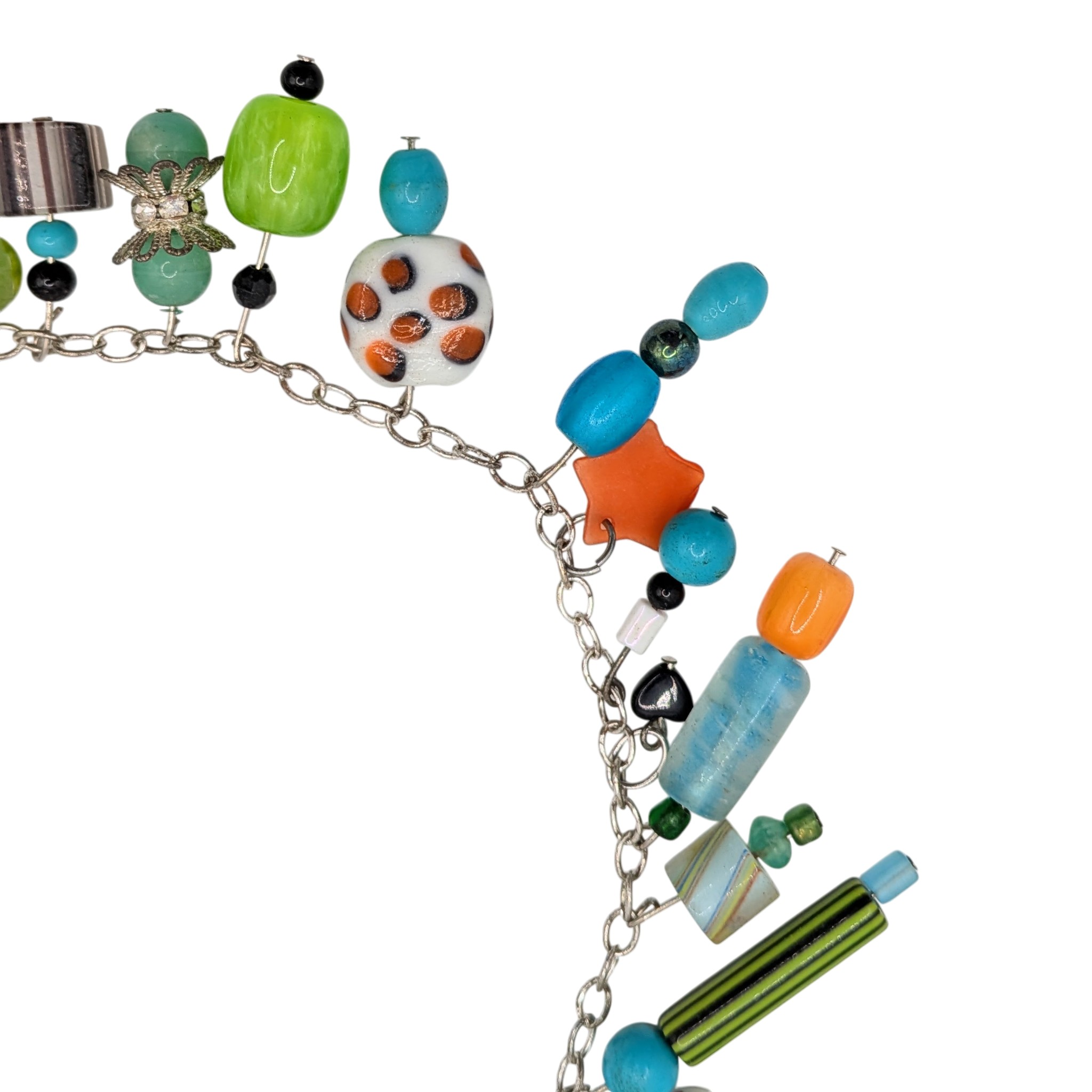 Silver Tone Glass Bead Necklace