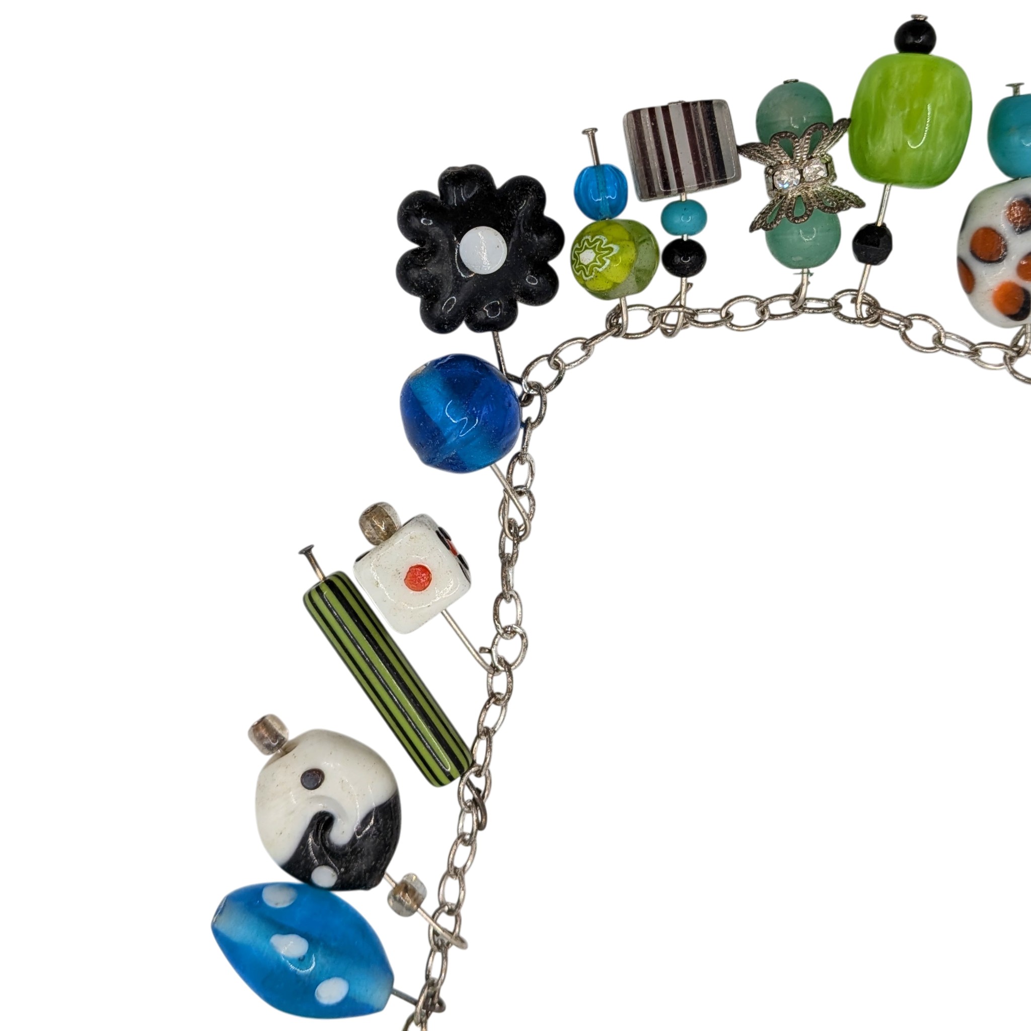 Silver Tone Glass Bead Necklace