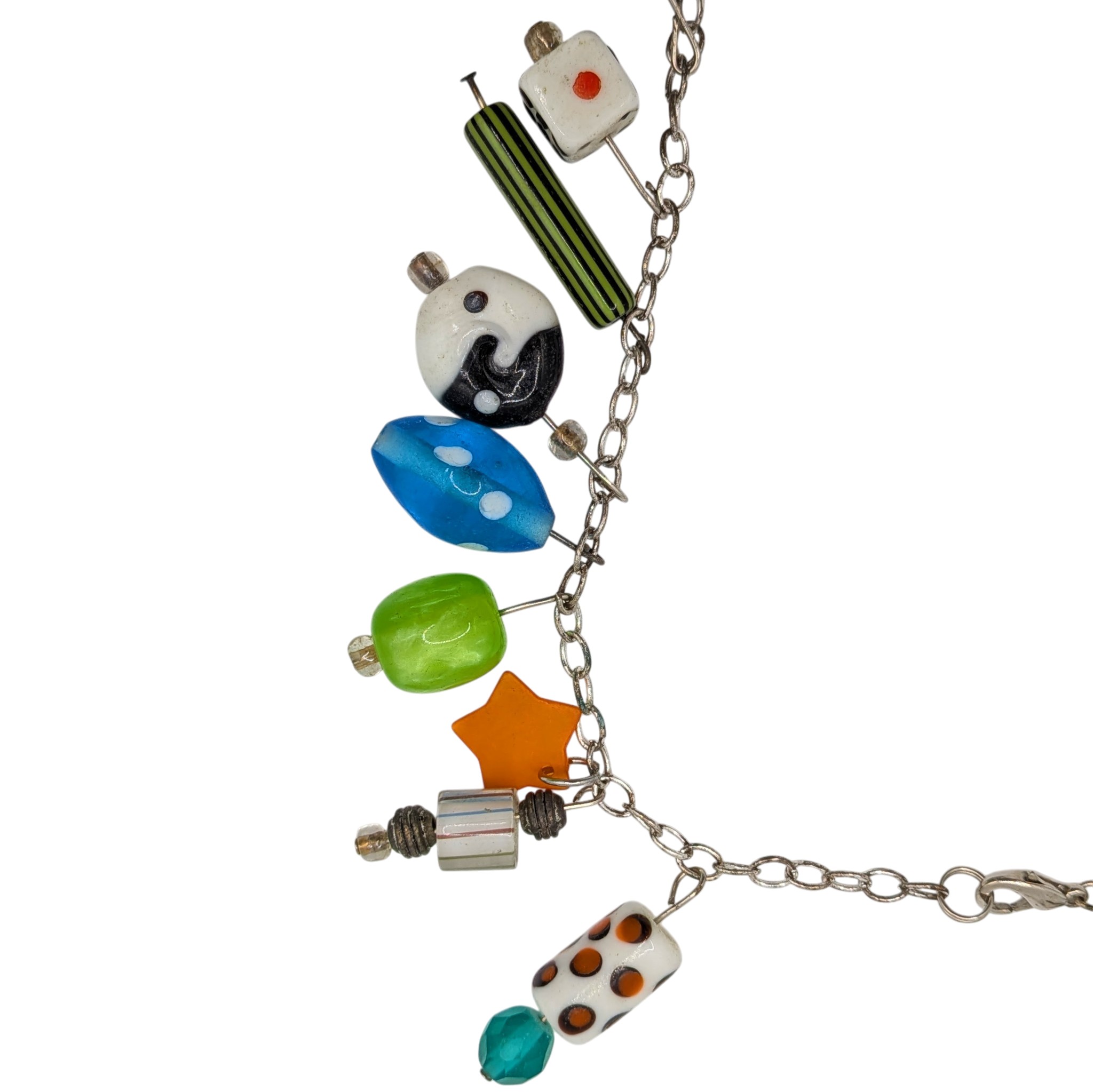Silver Tone Glass Bead Necklace