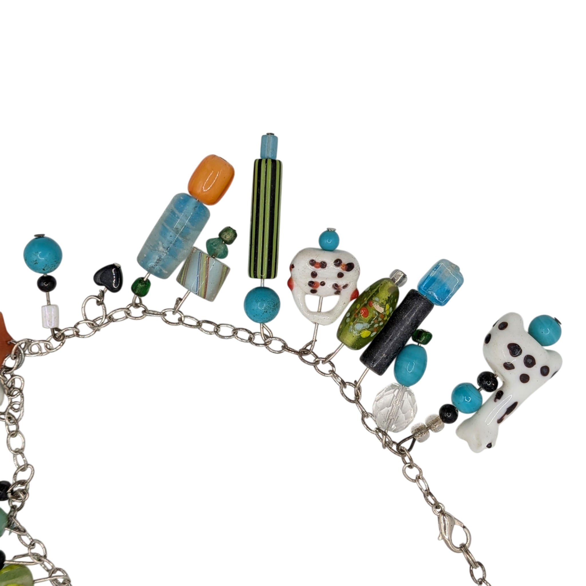 Silver Tone Glass Bead Necklace