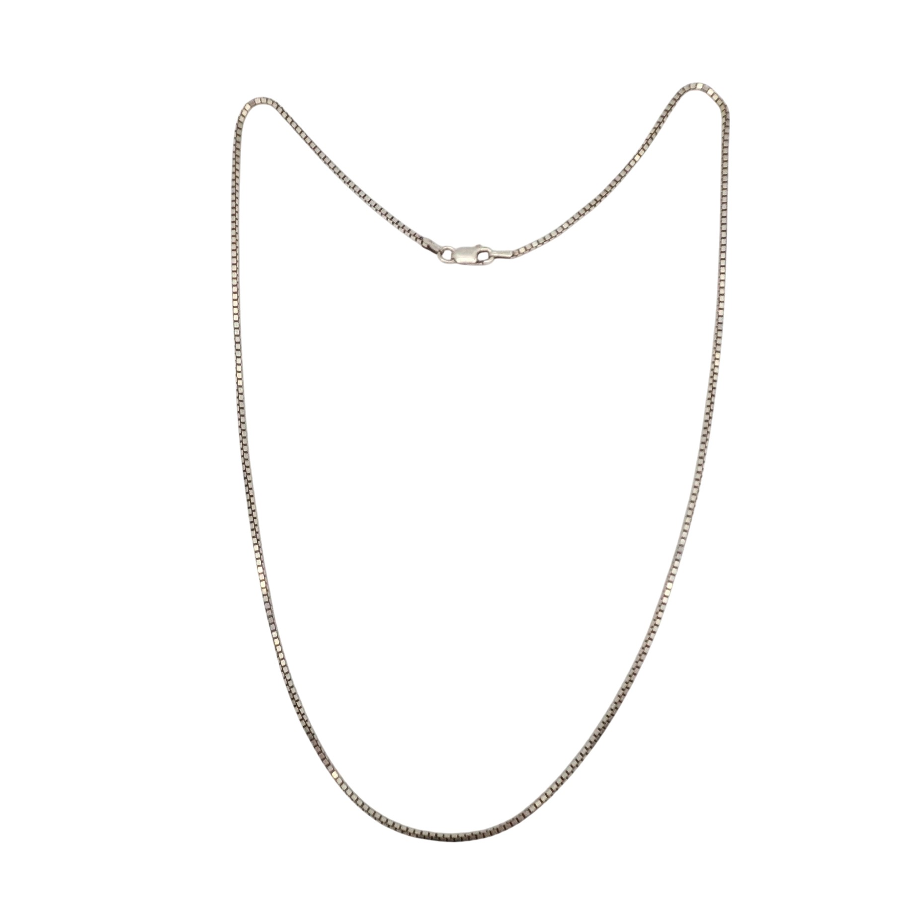 Signed Italy Sterling Silver Box Chain Necklace
